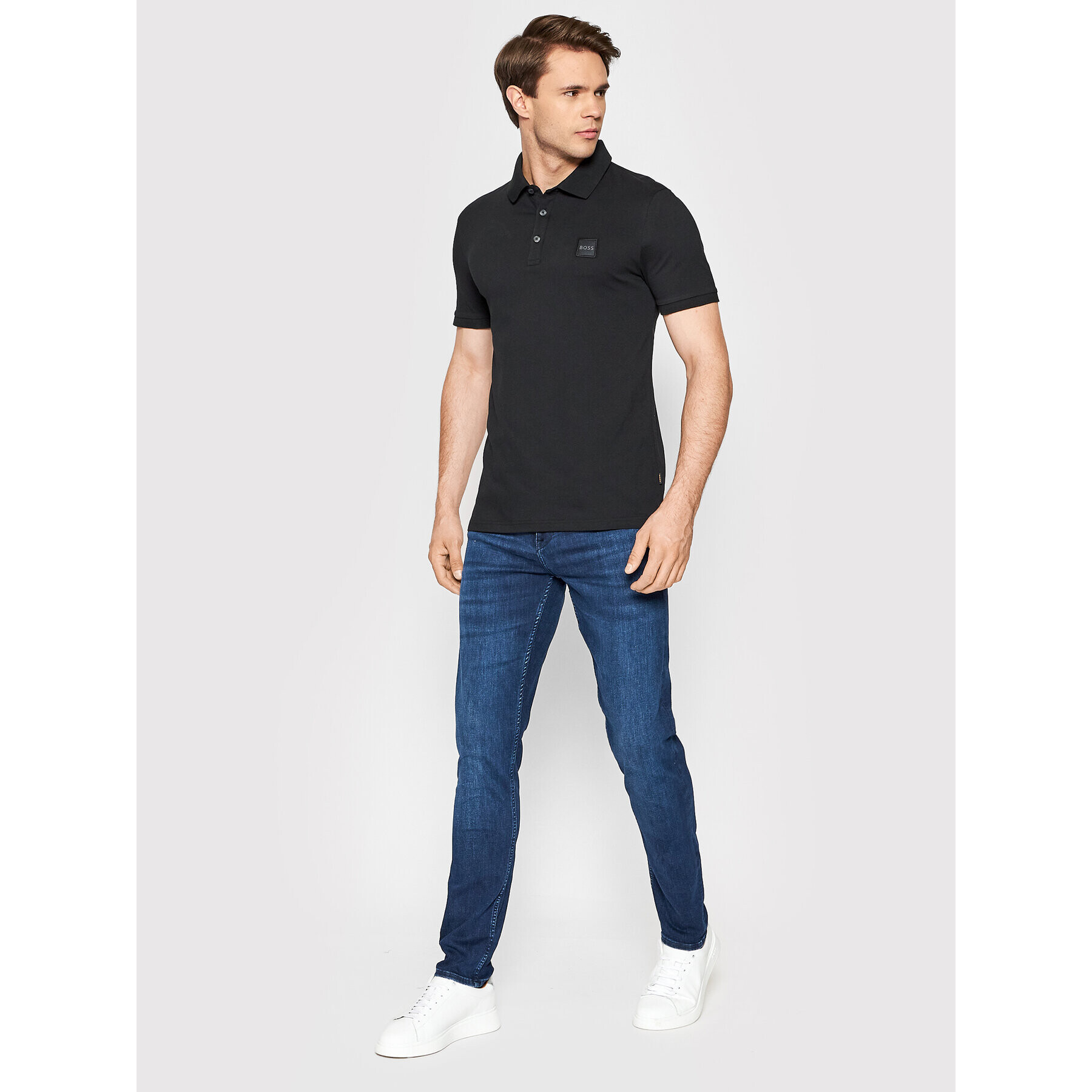 Boss Tricou polo Passenger 50472668 Negru Slim Fit - Pled.ro