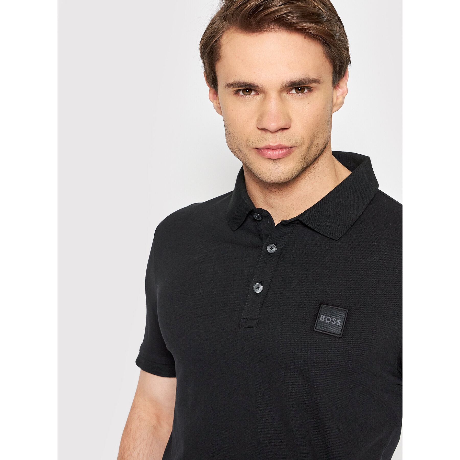 Boss Tricou polo Passenger 50472668 Negru Slim Fit - Pled.ro