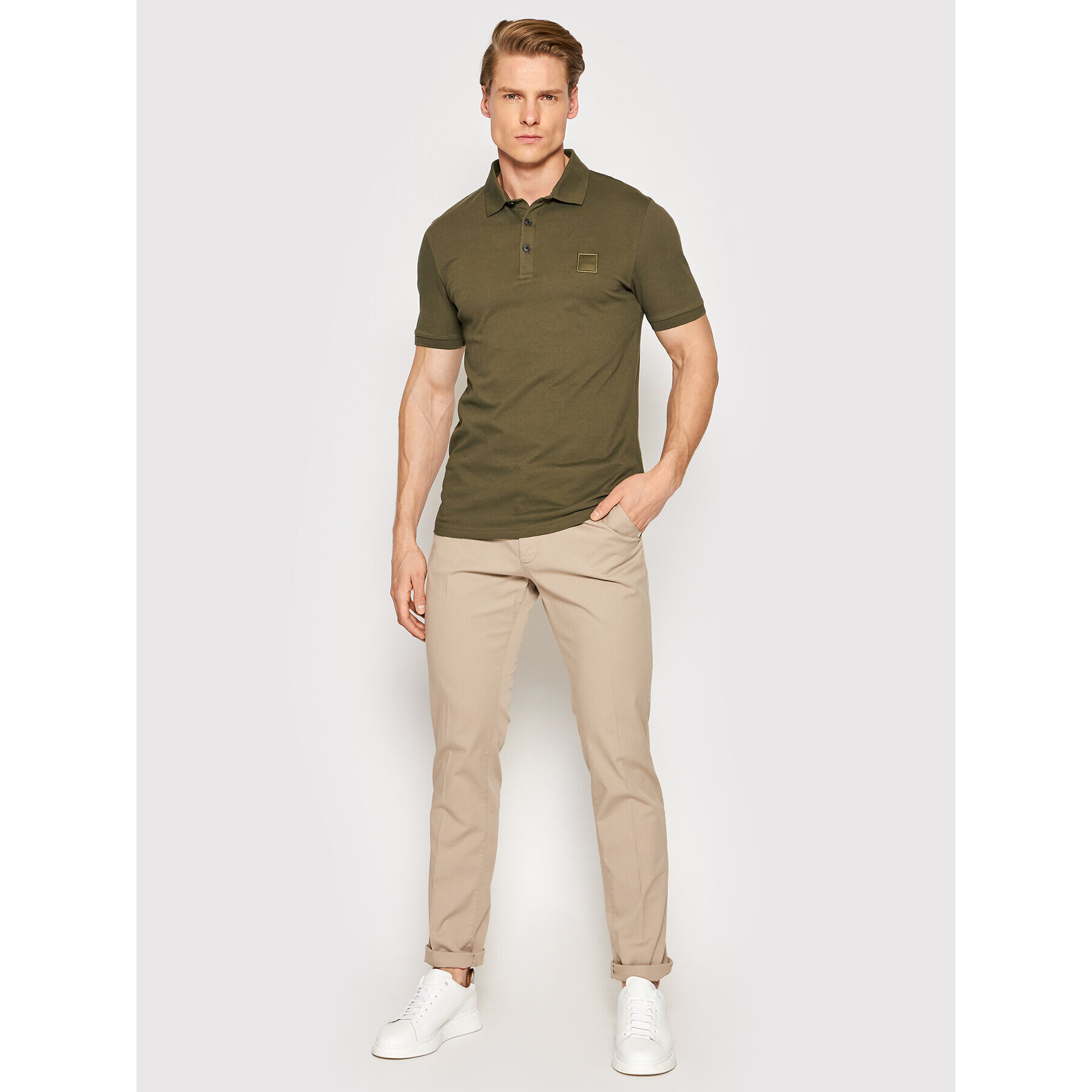 Boss Tricou polo Passenger 50472668 Verde Slim Fit - Pled.ro