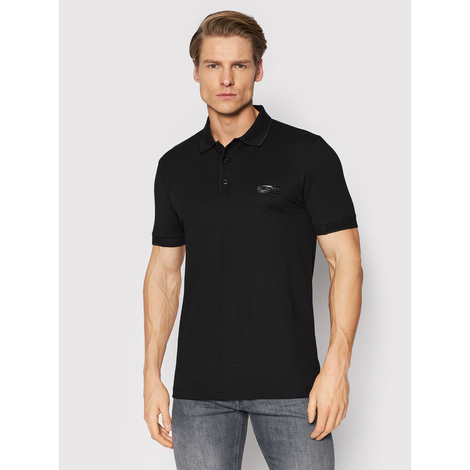 Boss Tricou polo Paul Batch 50448594 Negru Slim Fit - Pled.ro