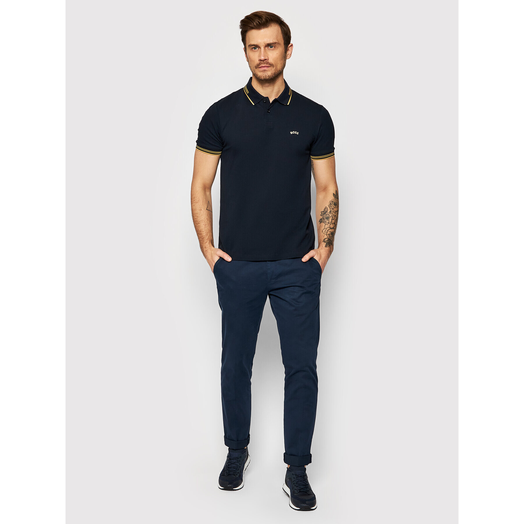 Boss Tricou polo Paul Curved 50469210 Bleumarin Slim Fit - Pled.ro