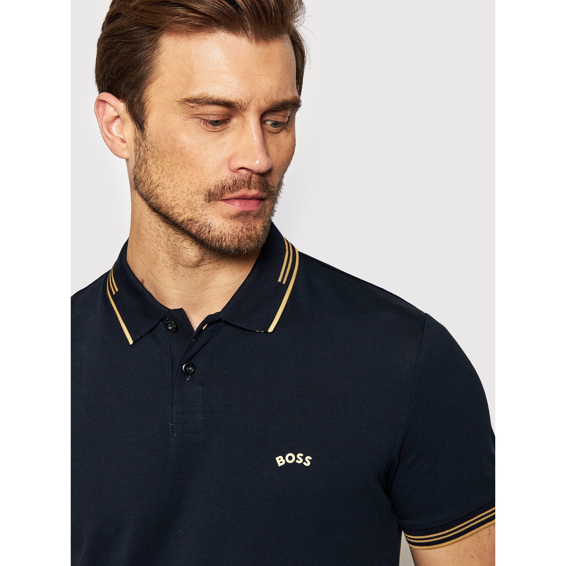 Boss Tricou polo Paul Curved 50469210 Bleumarin Slim Fit - Pled.ro