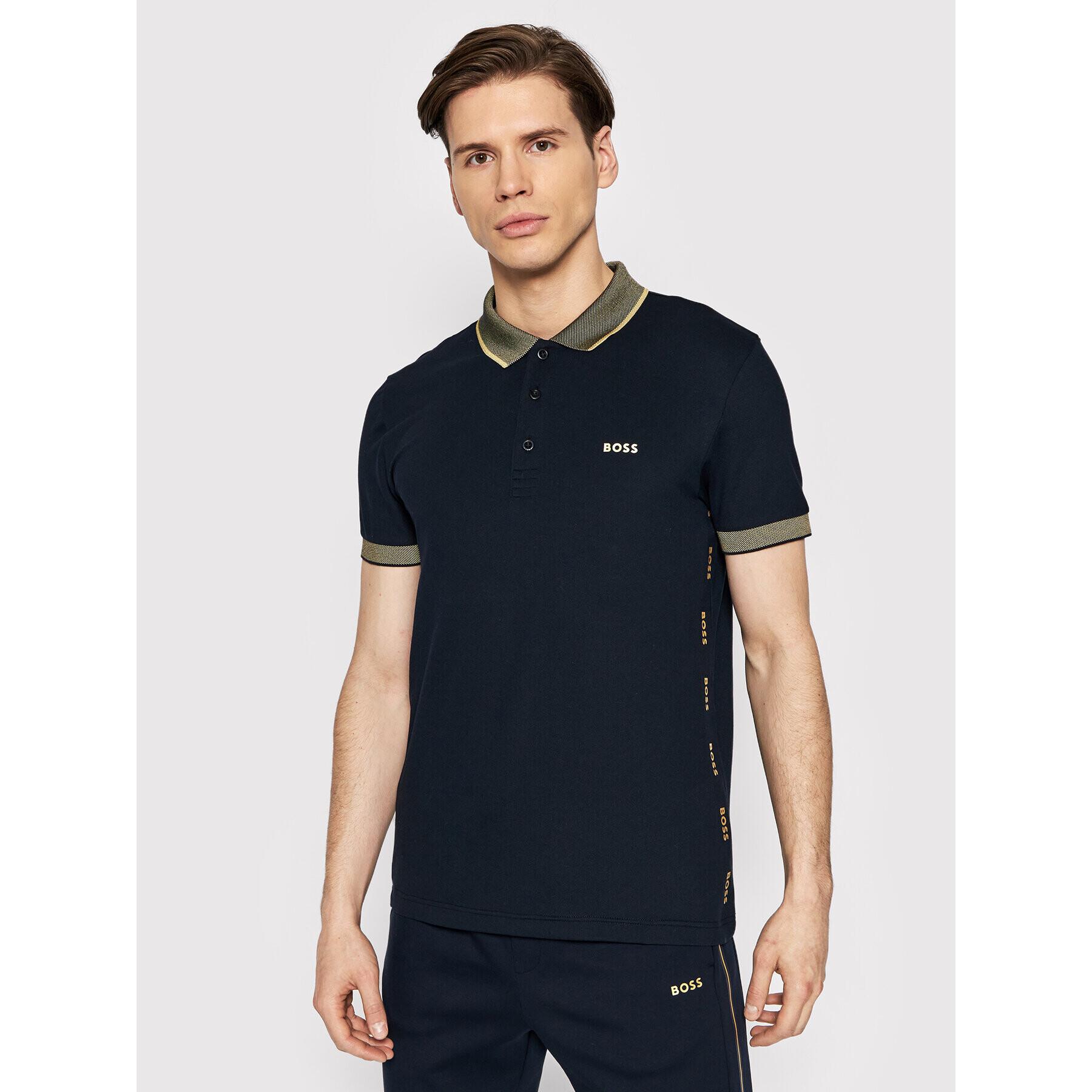 Boss Tricou polo Paule 50466442 Bleumarin Slim Fit - Pled.ro