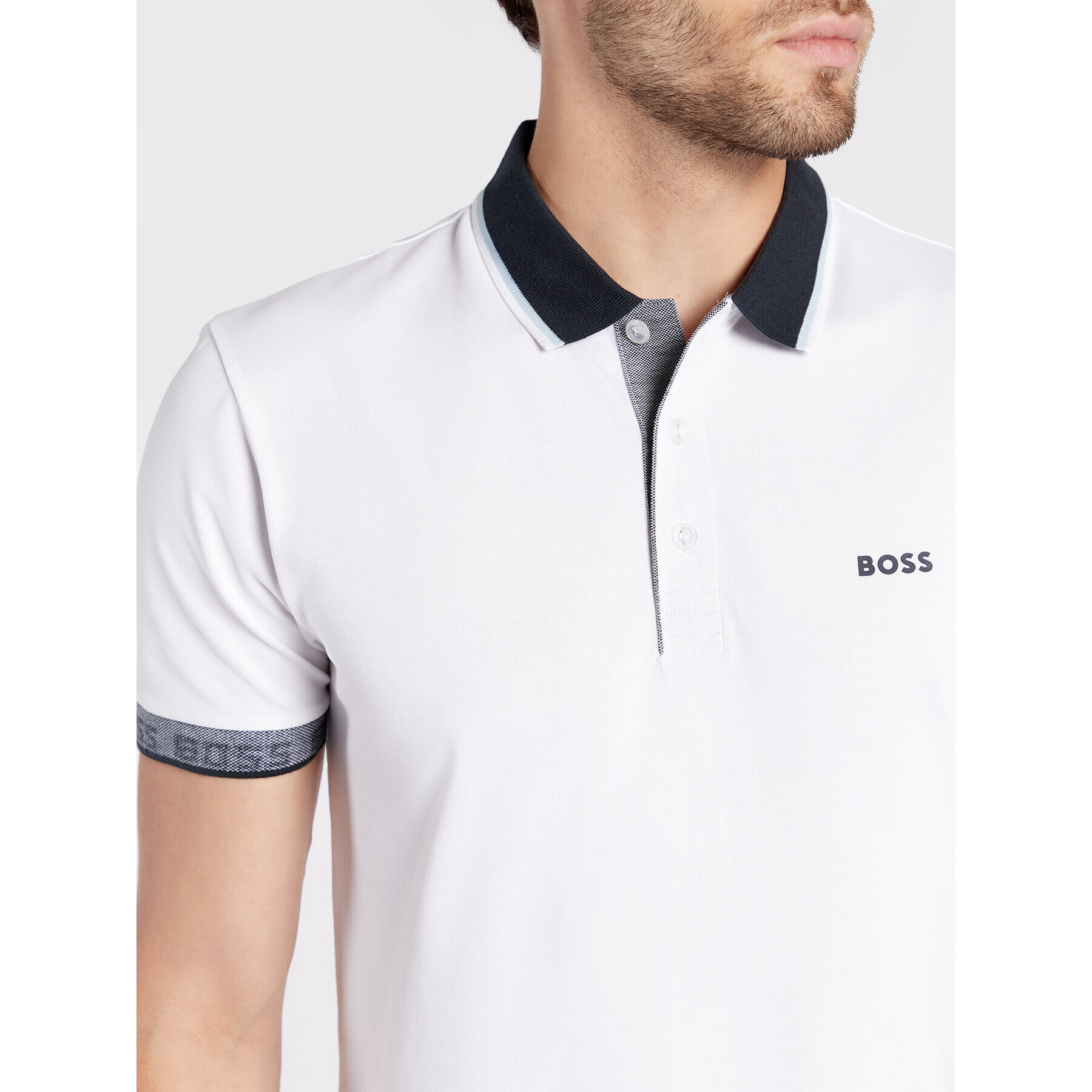 Boss Tricou polo Paule 50471914 Alb Slim Fit - Pled.ro