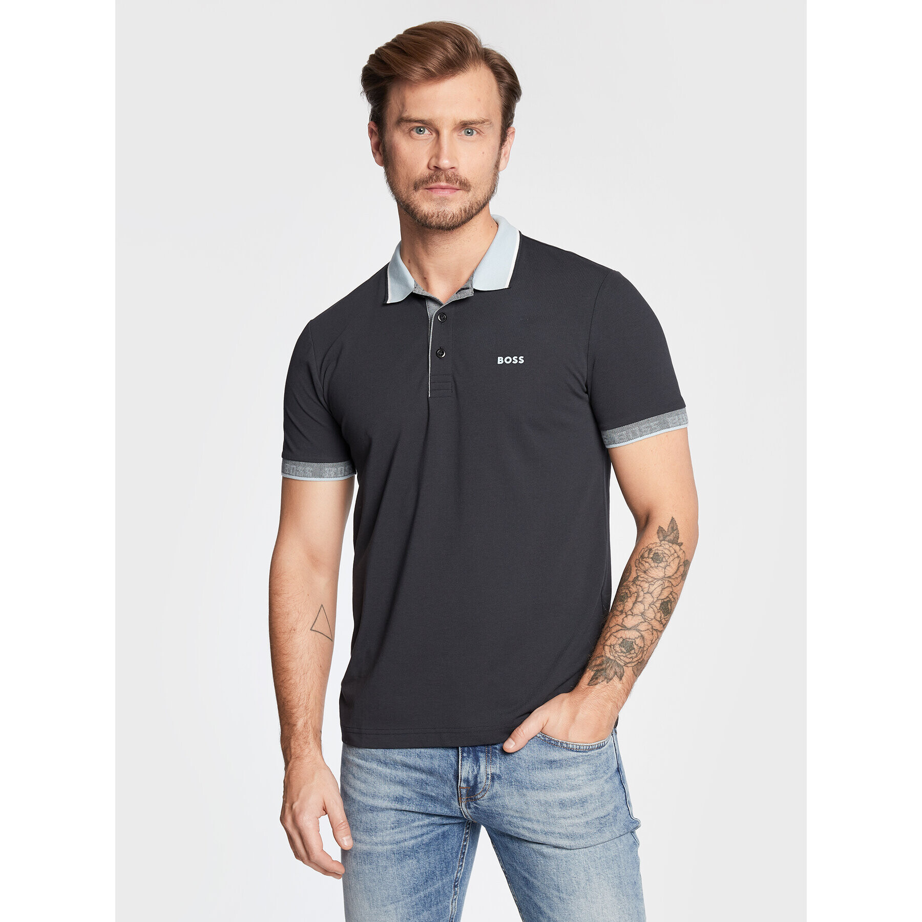 Boss Tricou polo Paule 50471914 Bleumarin Slim Fit - Pled.ro