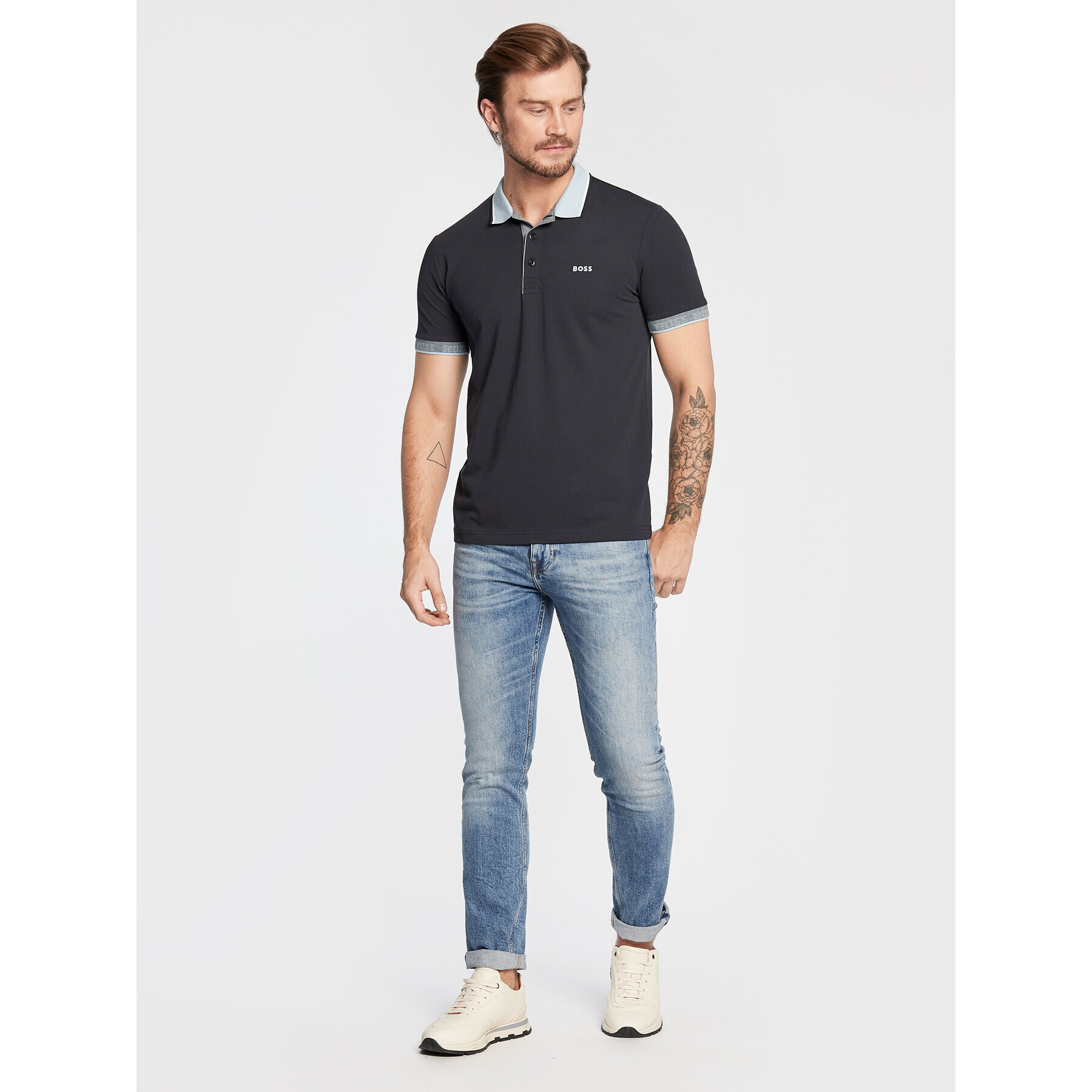 Boss Tricou polo Paule 50471914 Bleumarin Slim Fit - Pled.ro