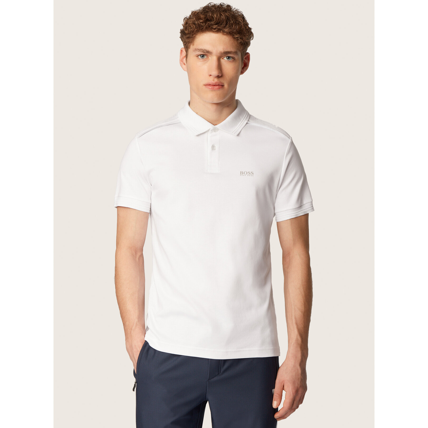 Boss Tricou polo Paule Tr 50435671 Alb Slim Fit - Pled.ro