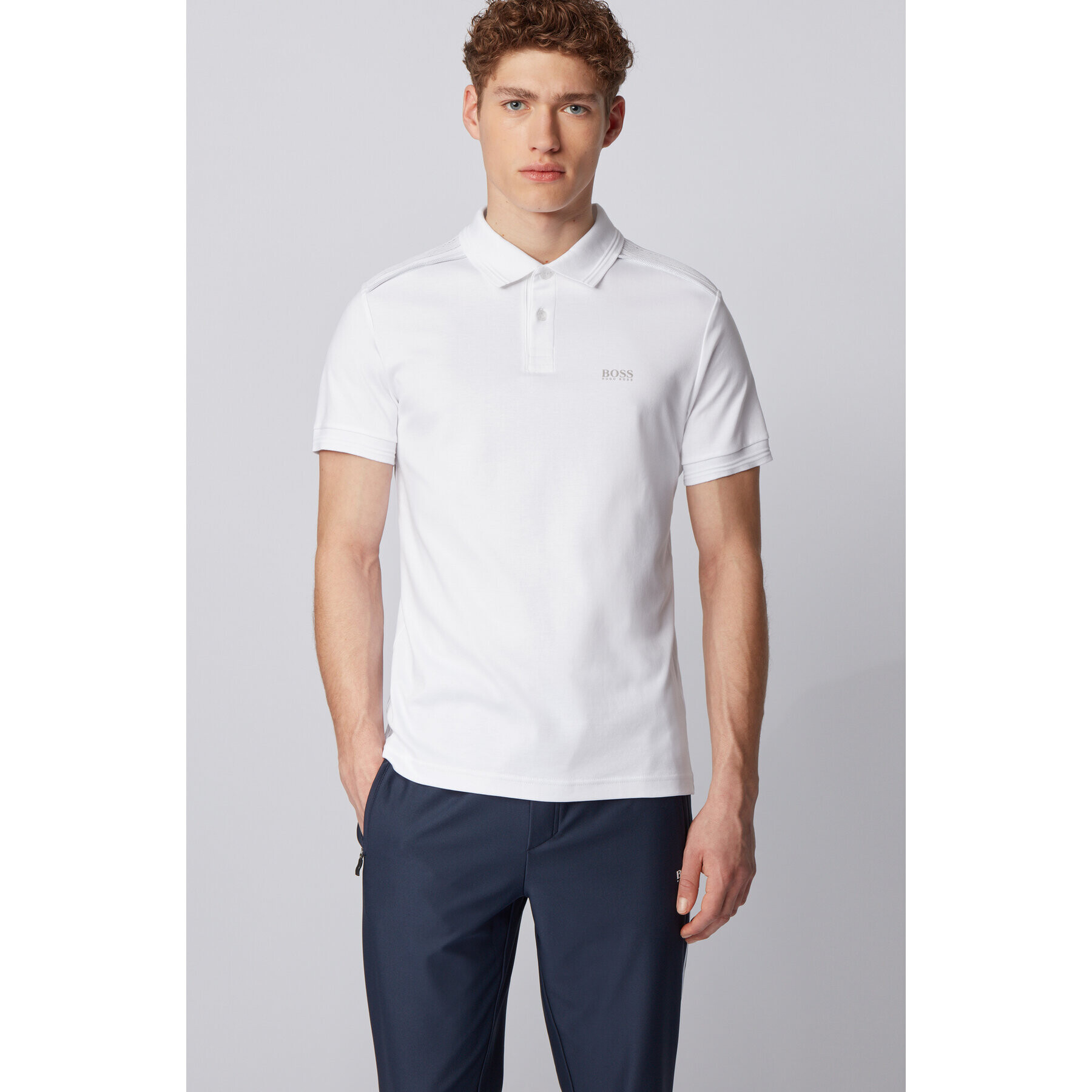 Boss Tricou polo Paule Tr 50435671 Alb Slim Fit - Pled.ro