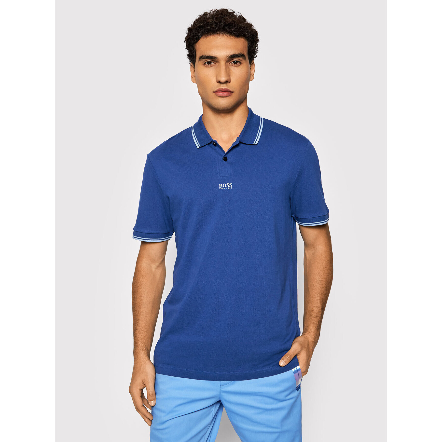 Boss Tricou polo Pchup 1 50449367 Albastru Regular Fit - Pled.ro