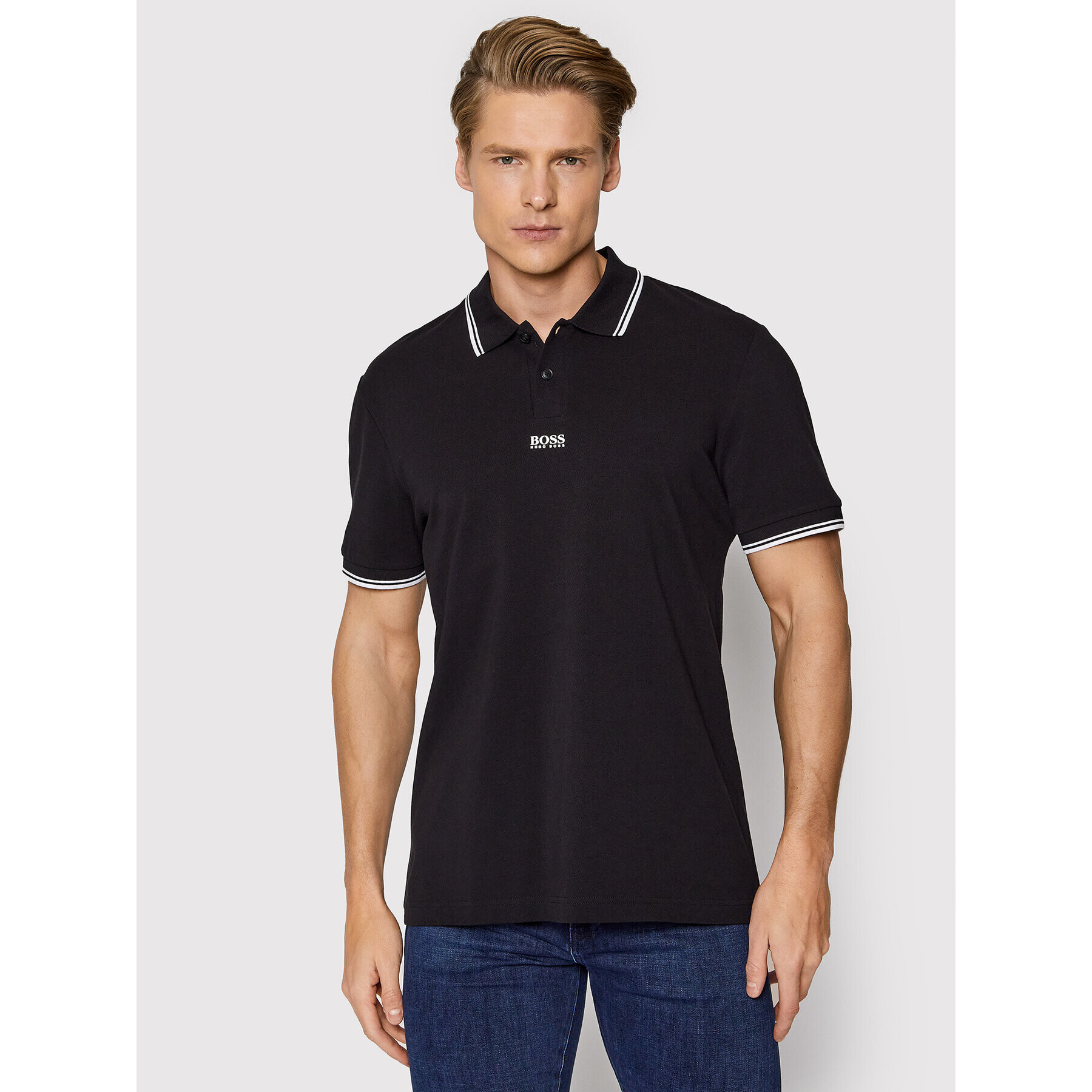 Boss Tricou polo PChup 1 50449367 Negru Regular Fit - Pled.ro