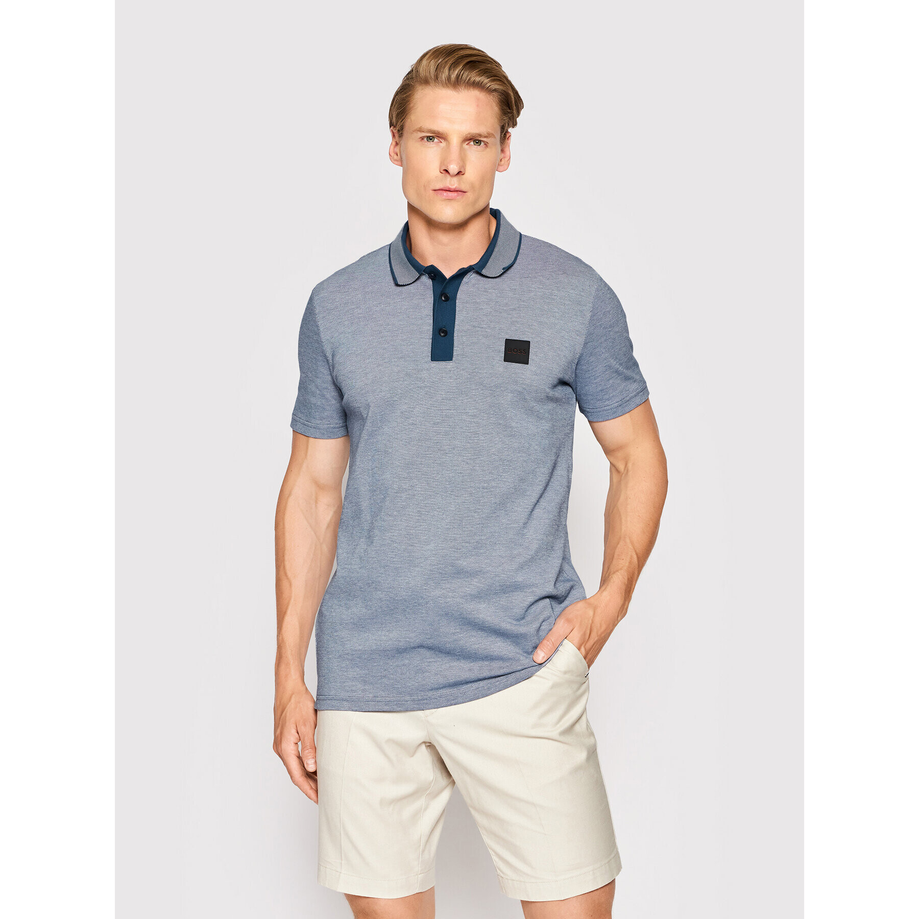 Boss Tricou polo PDrivey 50466694 Albastru Regular Fit - Pled.ro