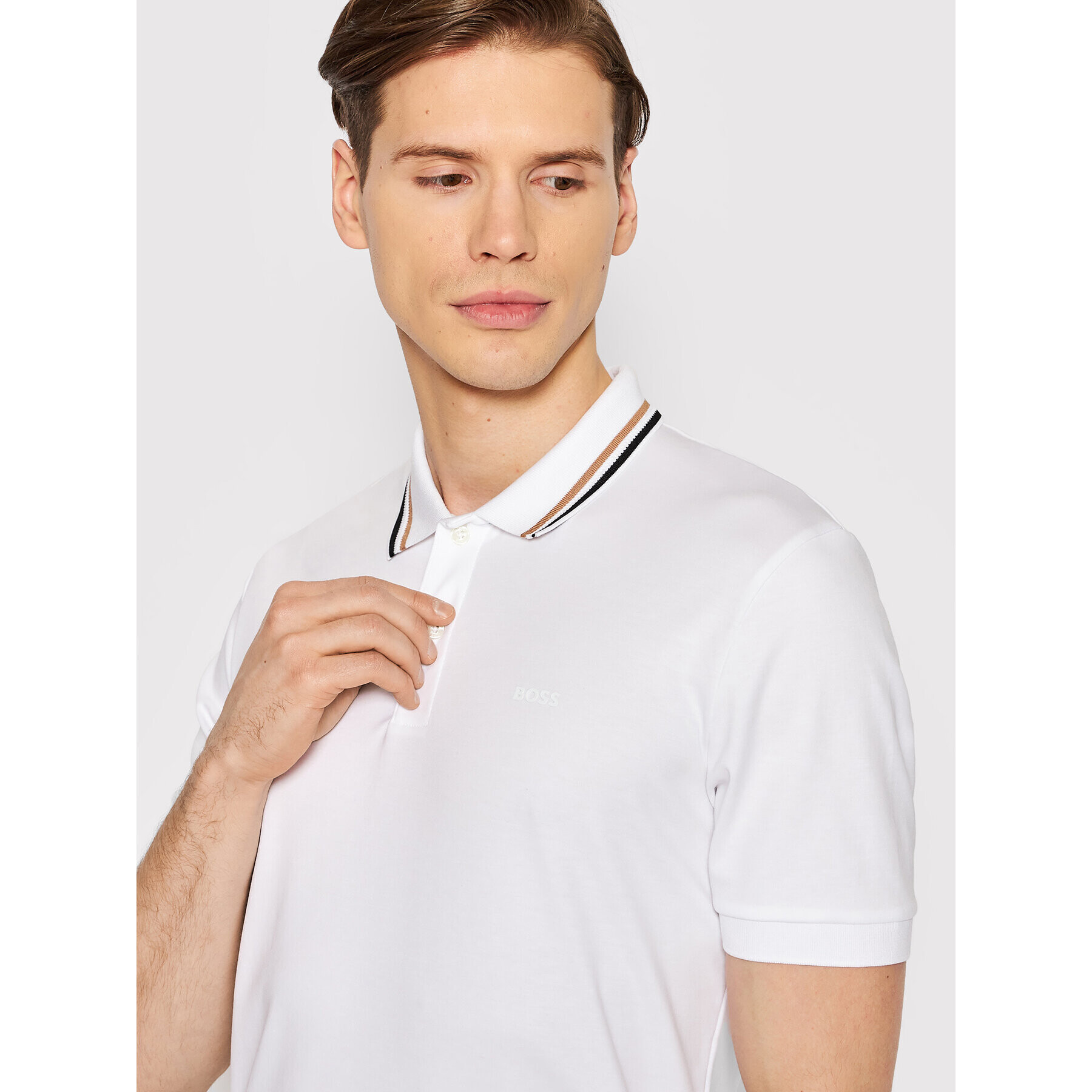 Boss Tricou polo Penrose 38 50469360 Alb Slim Fit - Pled.ro