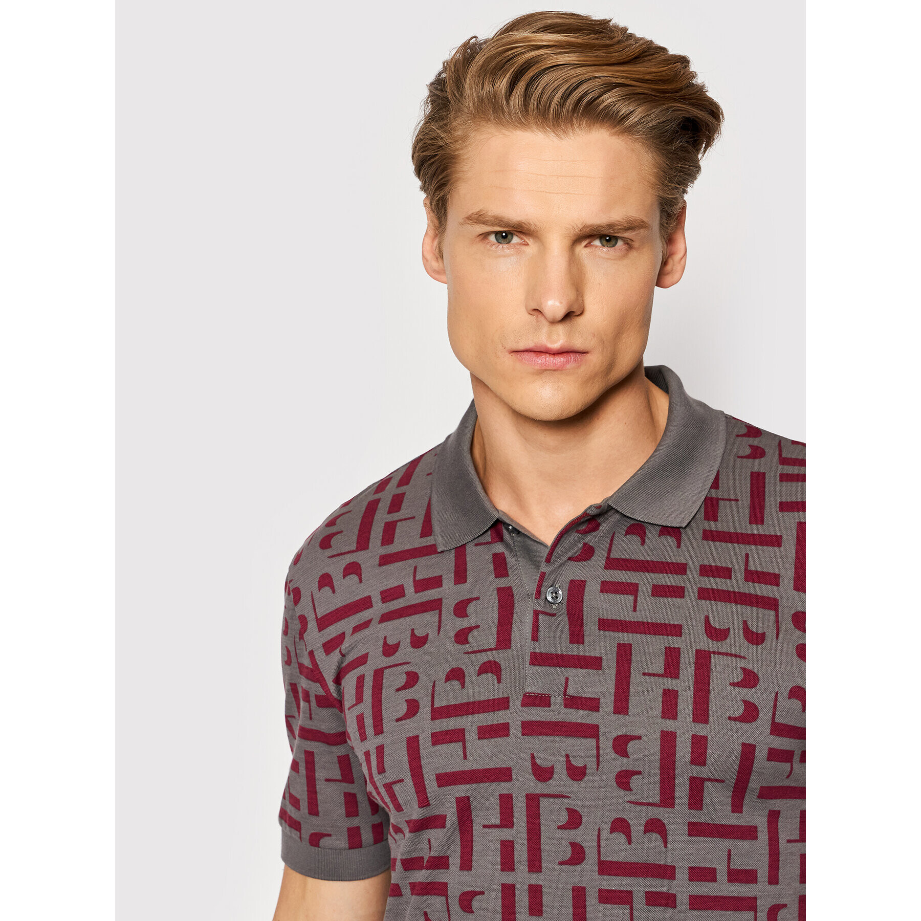 Boss Tricou polo Phillipson 89 50449238 Gri Slim Fit - Pled.ro