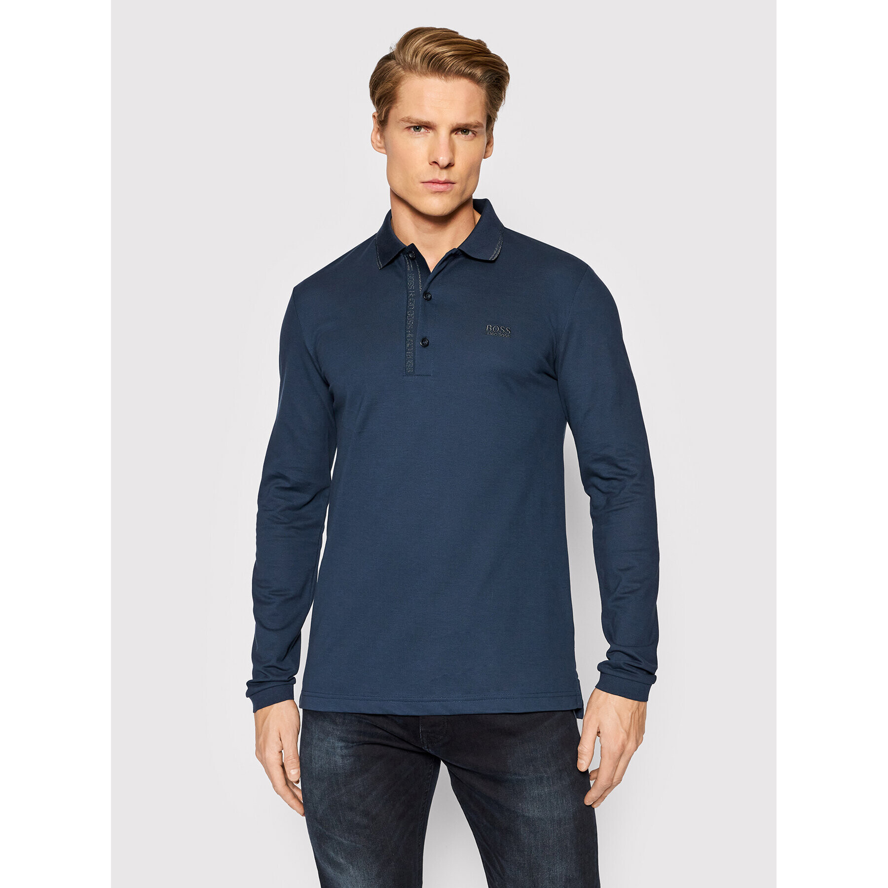 Boss Tricou polo Plessy 4 50455784 Bleumarin Slim Fit - Pled.ro