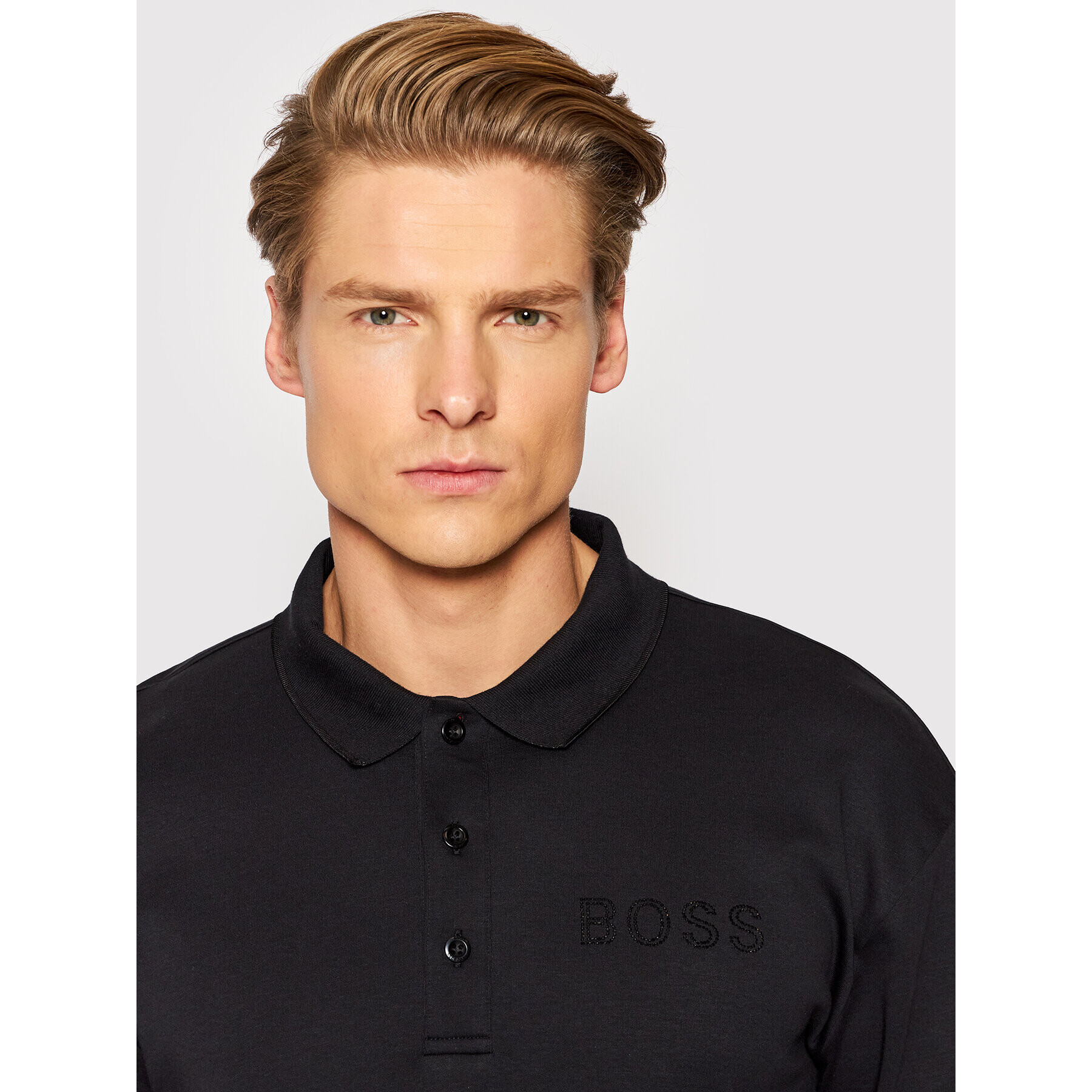 Boss Tricou polo Plisy Iconic 50463031 Negru Relaxed Fit - Pled.ro