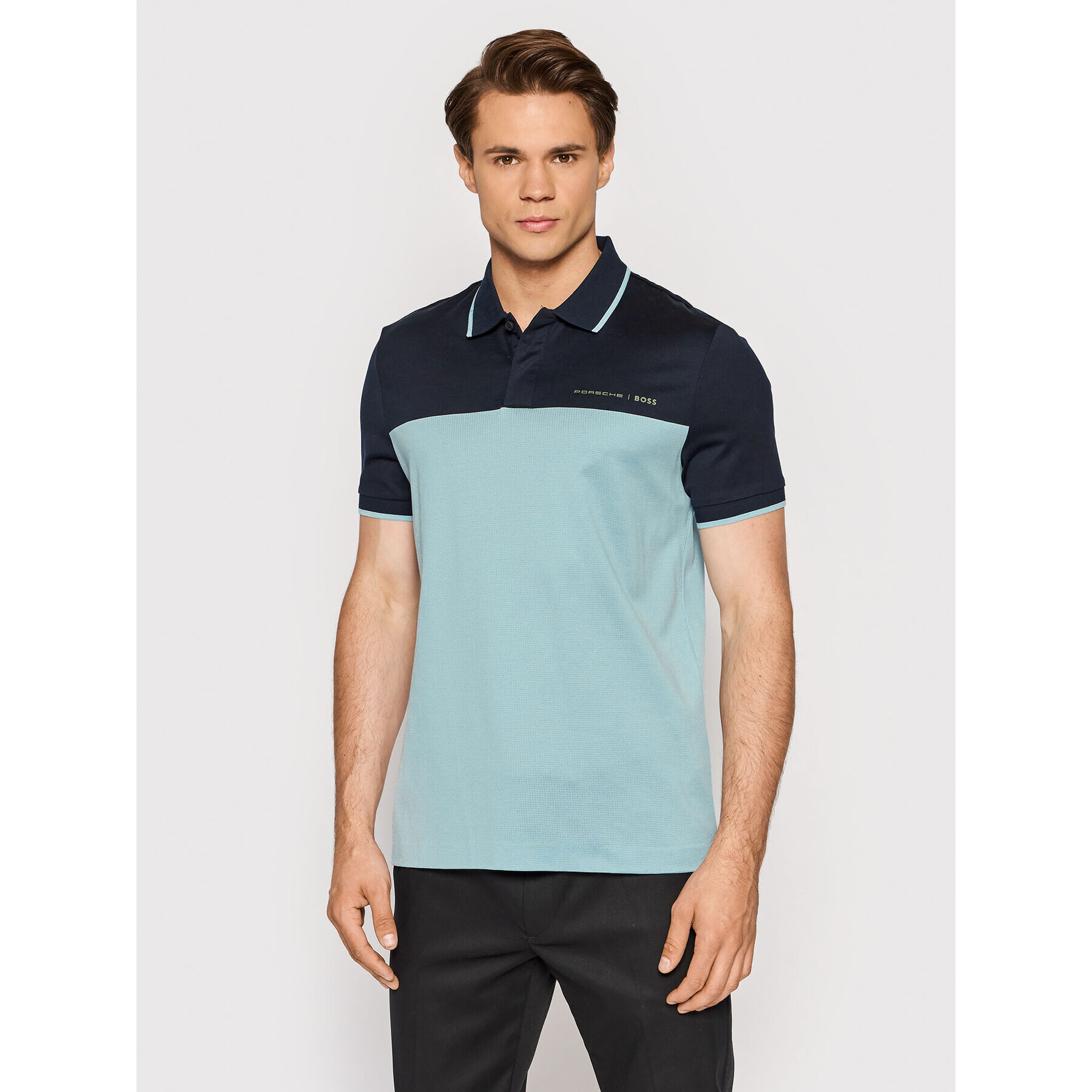 Boss Tricou polo PORSCHE Phillipson 160_Ps 50466070 Albastru Slim Fit - Pled.ro