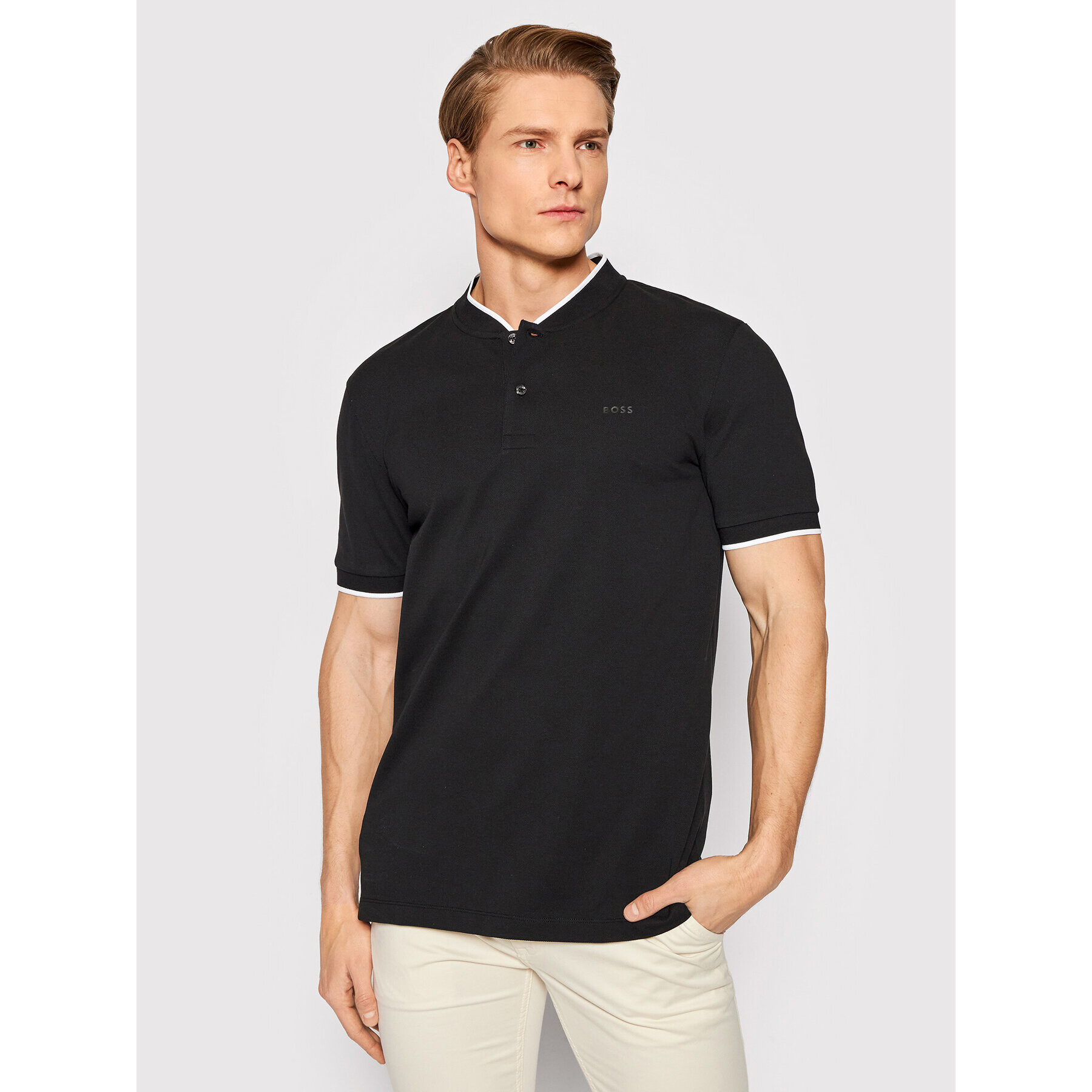 Boss Tricou polo Pratt 145 50467139 Negru Regular Fit - Pled.ro