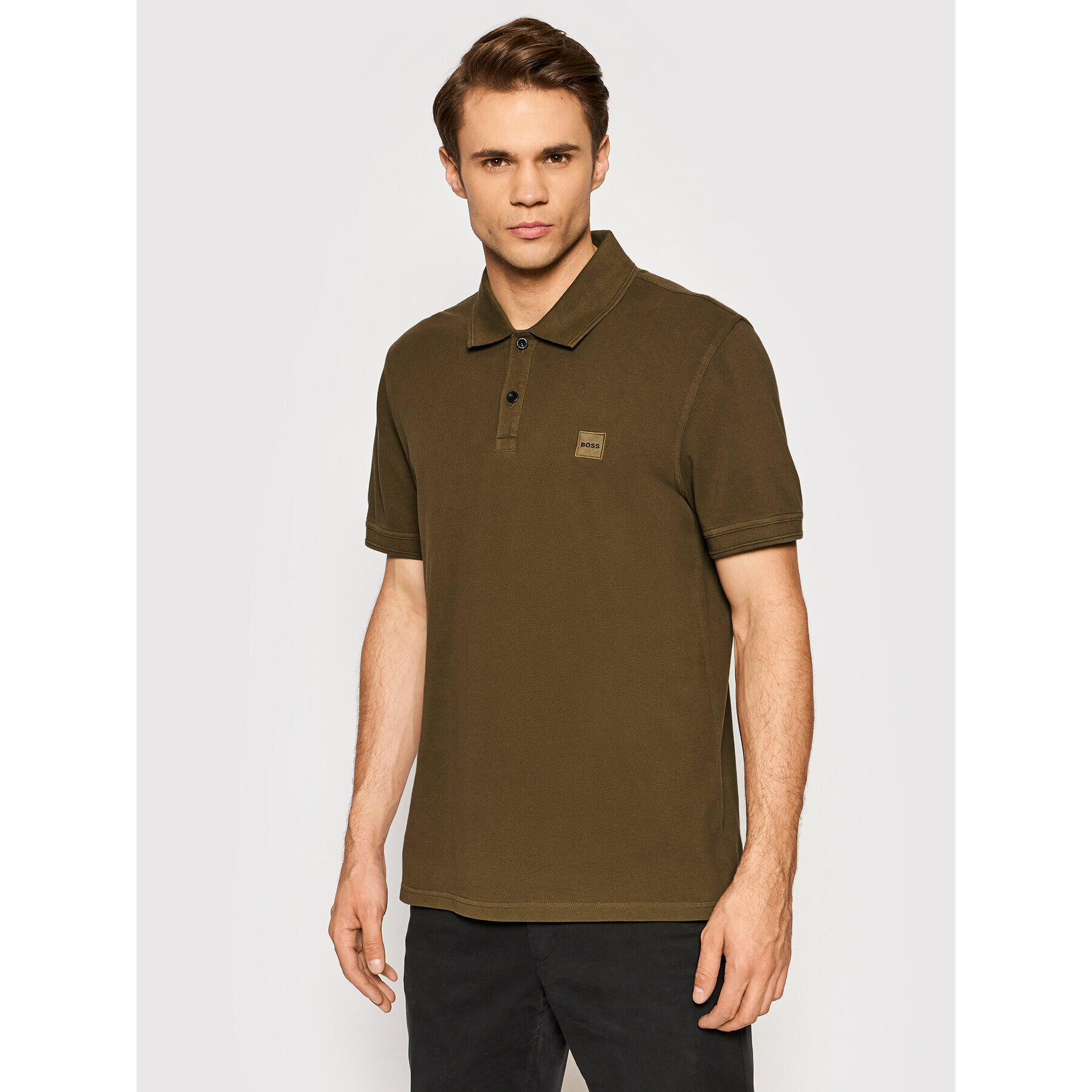 Boss Tricou polo Prime 1 50462812 Verde Slim Fit - Pled.ro