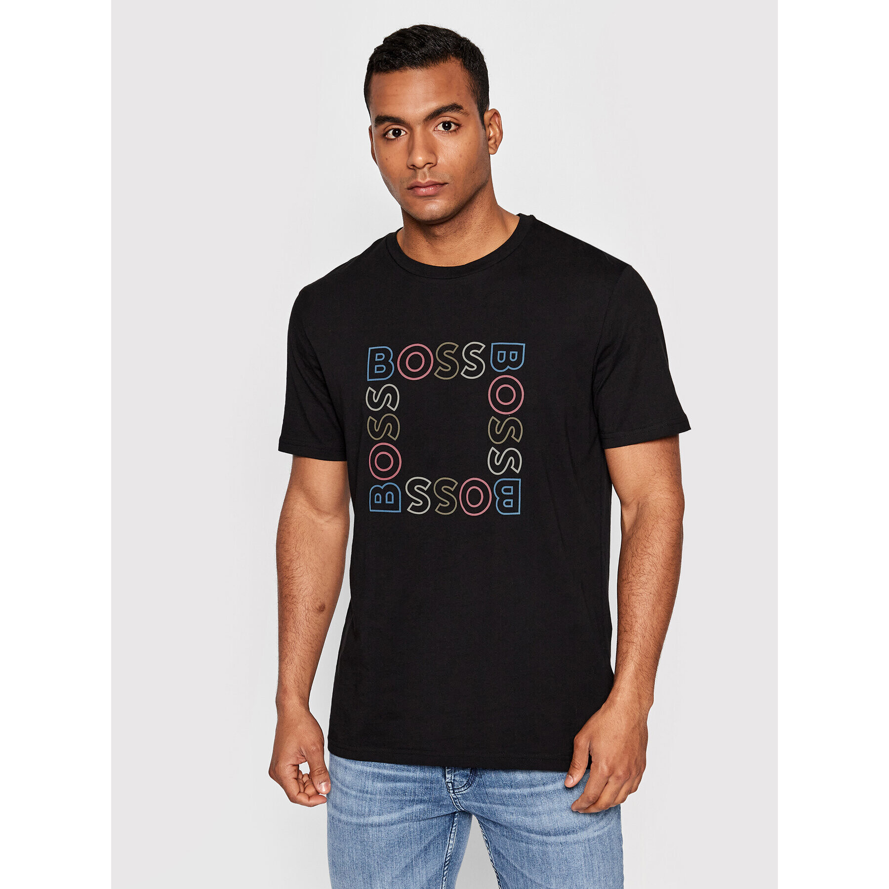 Boss Tricou Square 50481910 Negru Casual Fit - Pled.ro