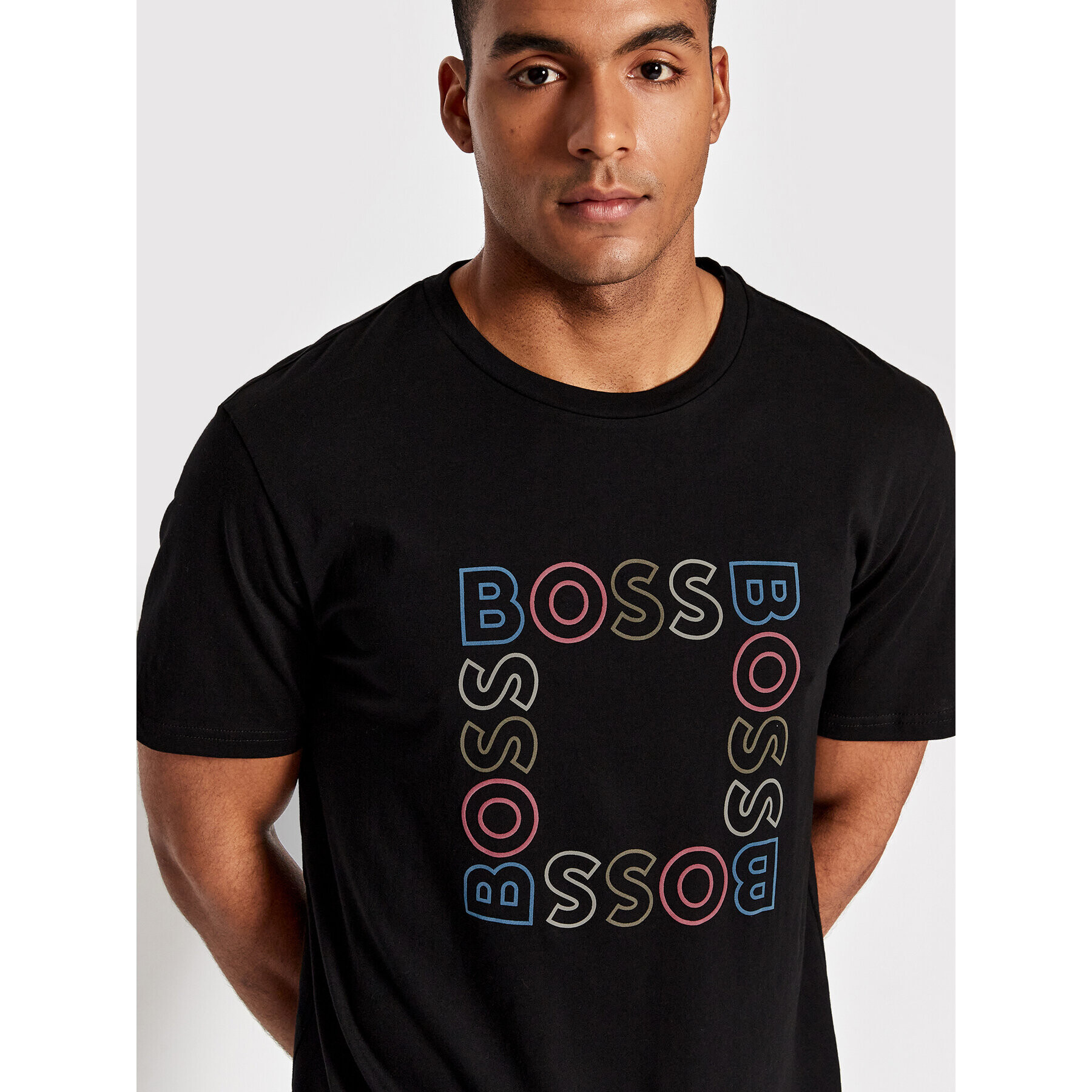 Boss Tricou Square 50481910 Negru Casual Fit - Pled.ro