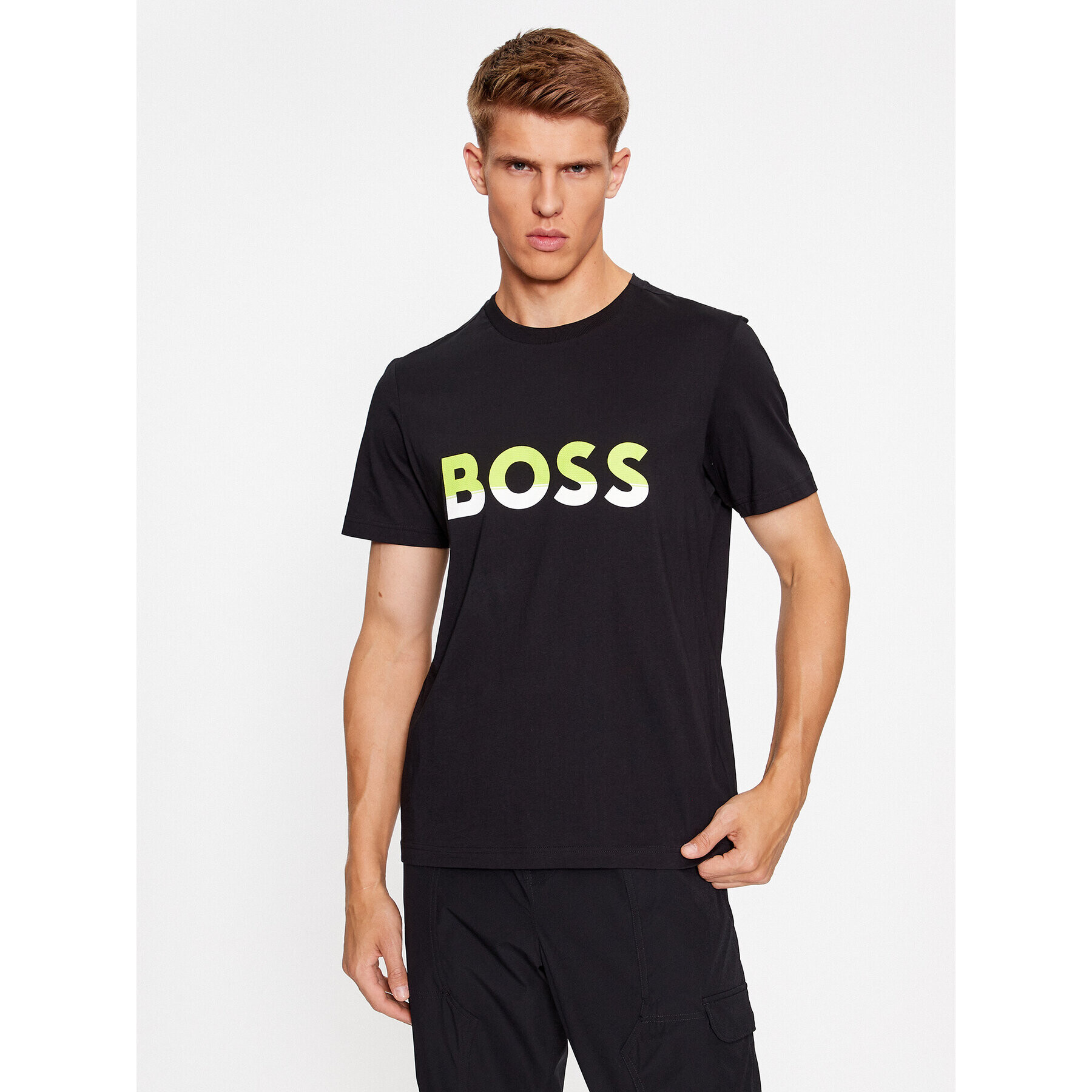 Boss Tricou Tee 1 50477616 Negru Regular Fit - Pled.ro