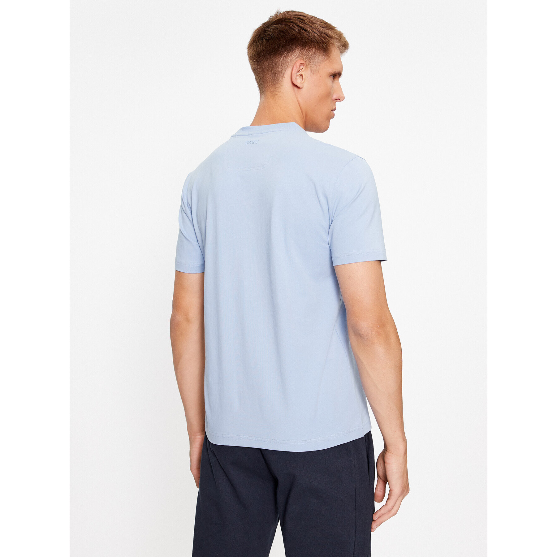 Boss Tricou Tee 4 50501235 Albastru Regular Fit - Pled.ro