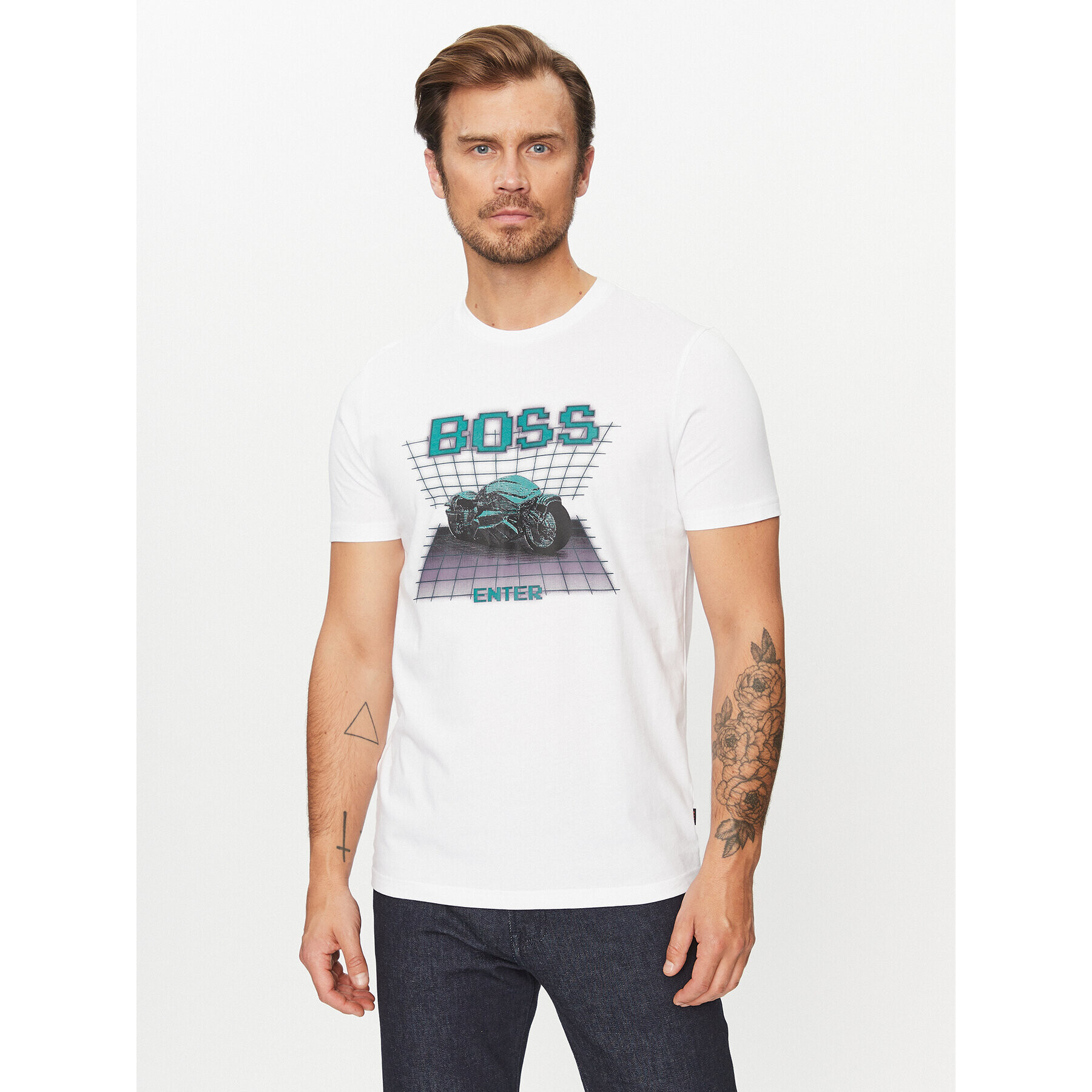 Boss Tricou Teenter 50503551 Alb Regular Fit - Pled.ro