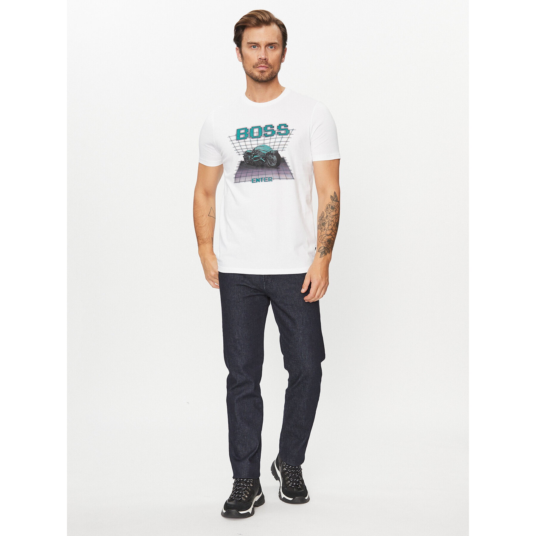 Boss Tricou Teenter 50503551 Alb Regular Fit - Pled.ro