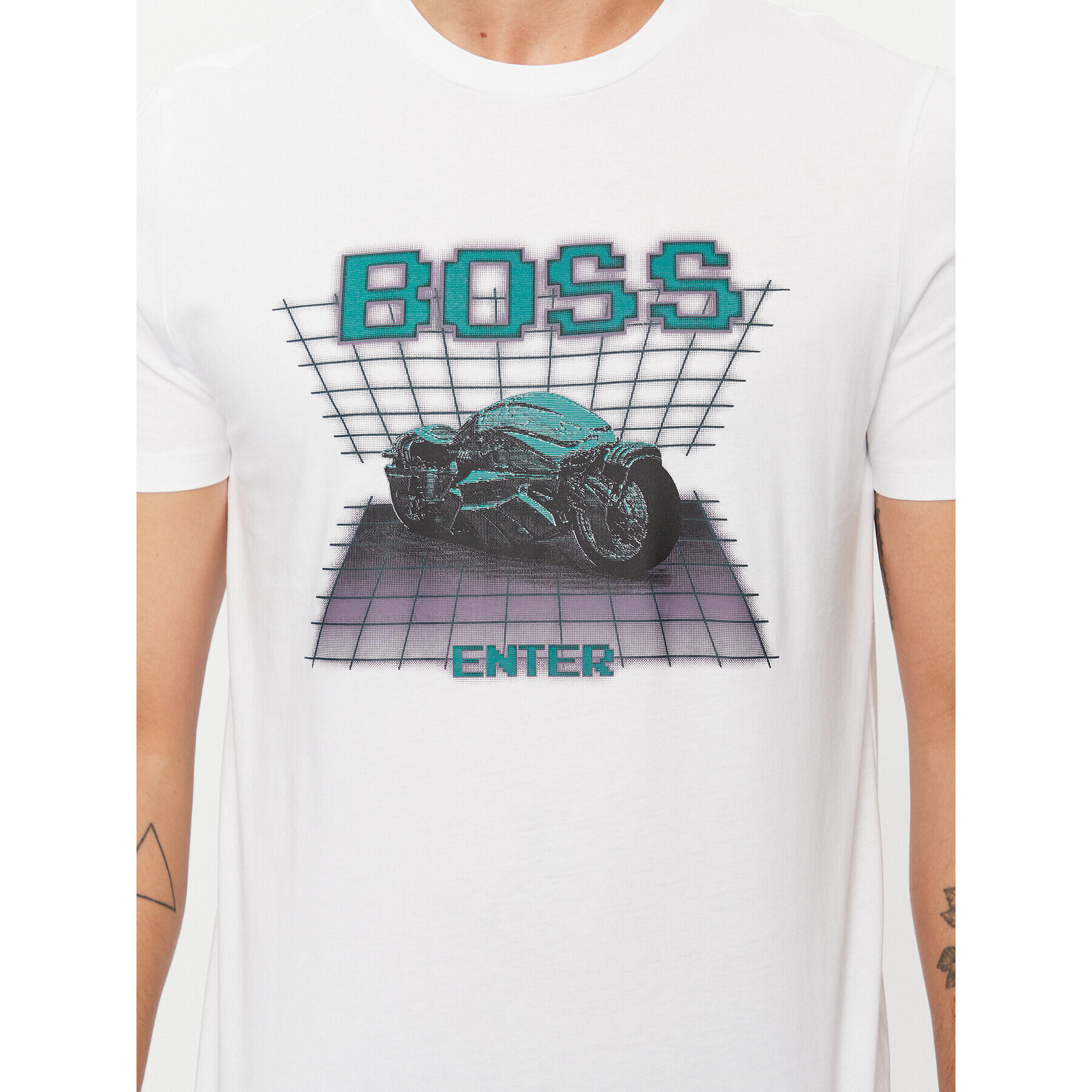 Boss Tricou Teenter 50503551 Alb Regular Fit - Pled.ro