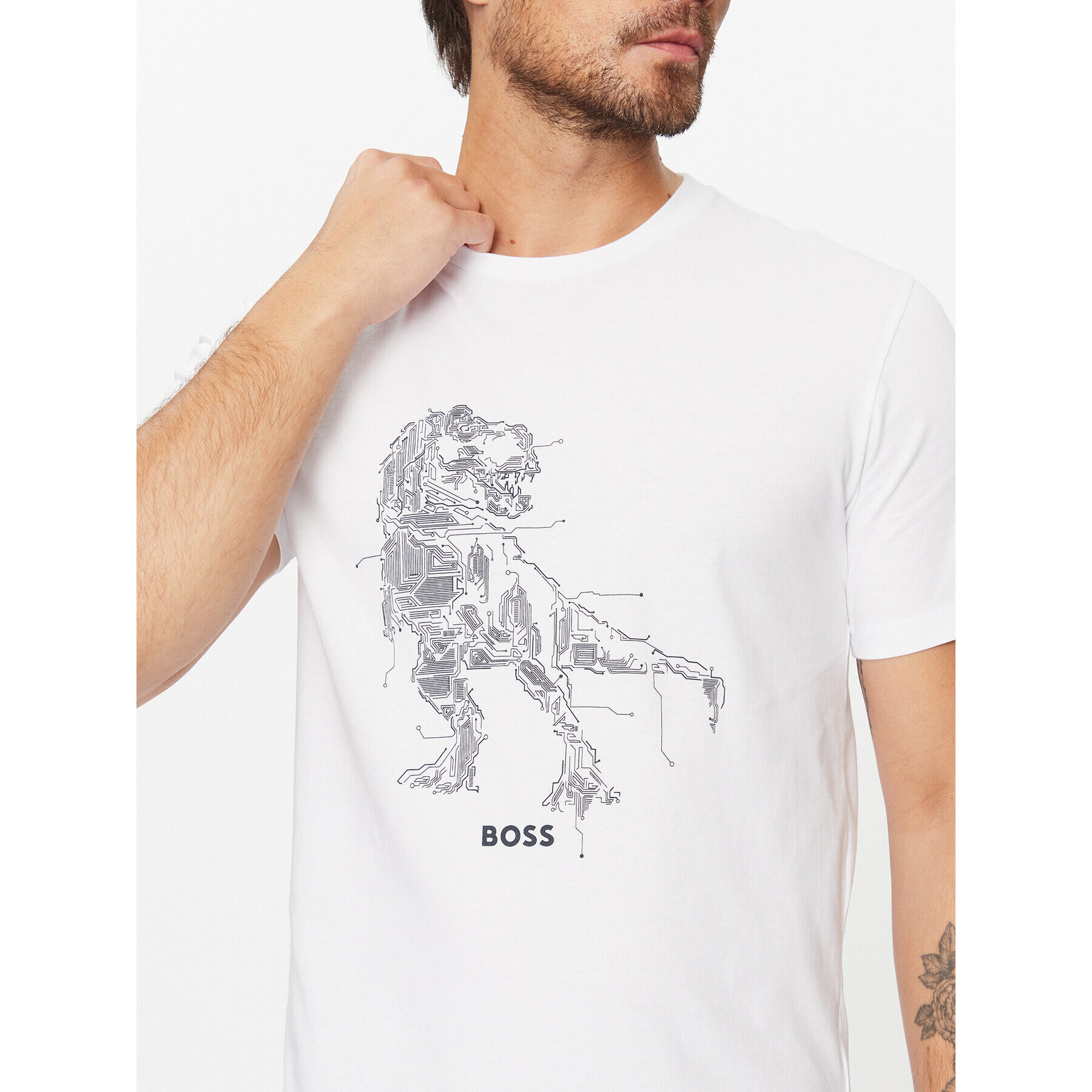 Boss Tricou Terassic 50510376 Alb Regular Fit - Pled.ro