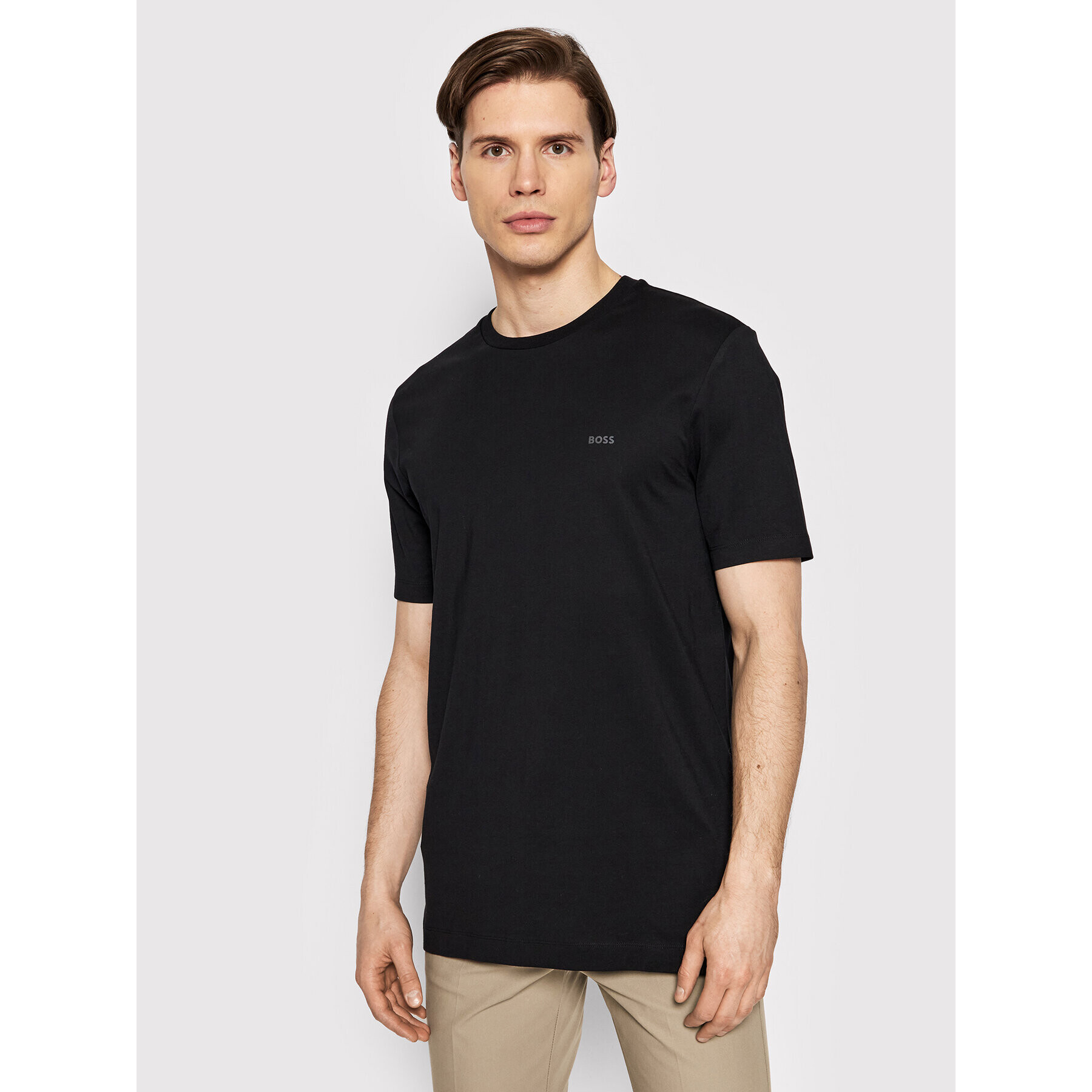 Boss Tricou Thompson 01 50468347 Negru Regular Fit - Pled.ro