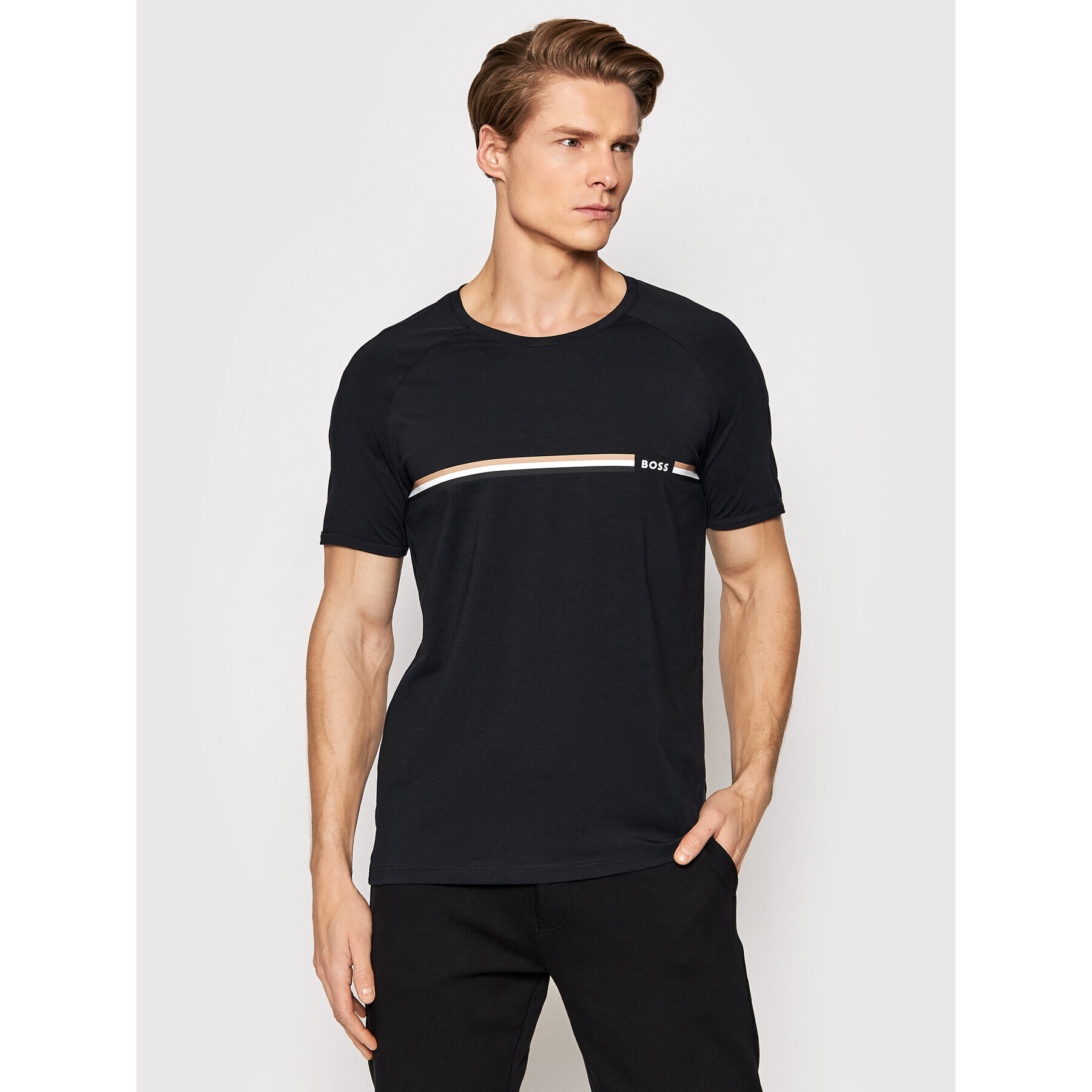 Boss Tricou Vitality 50469597 Negru Regular Fit - Pled.ro