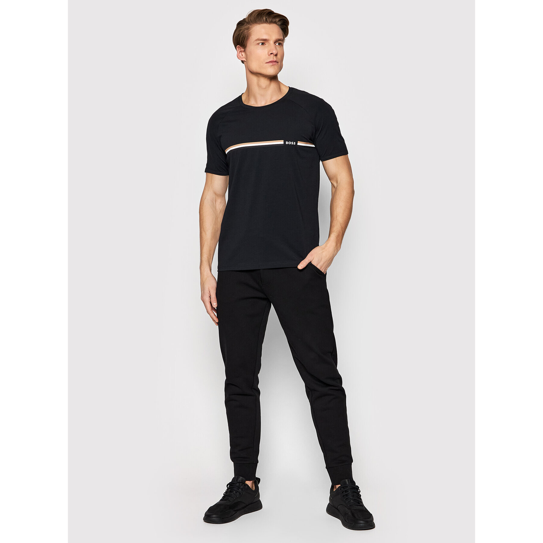 Boss Tricou Vitality 50469597 Negru Regular Fit - Pled.ro