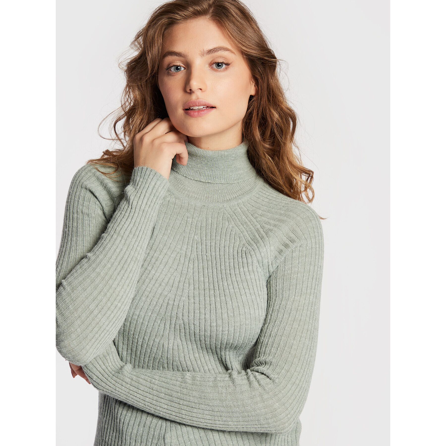 Brave Soul Bluză cu gât LK-248TRUDOXH Verde Regular Fit - Pled.ro