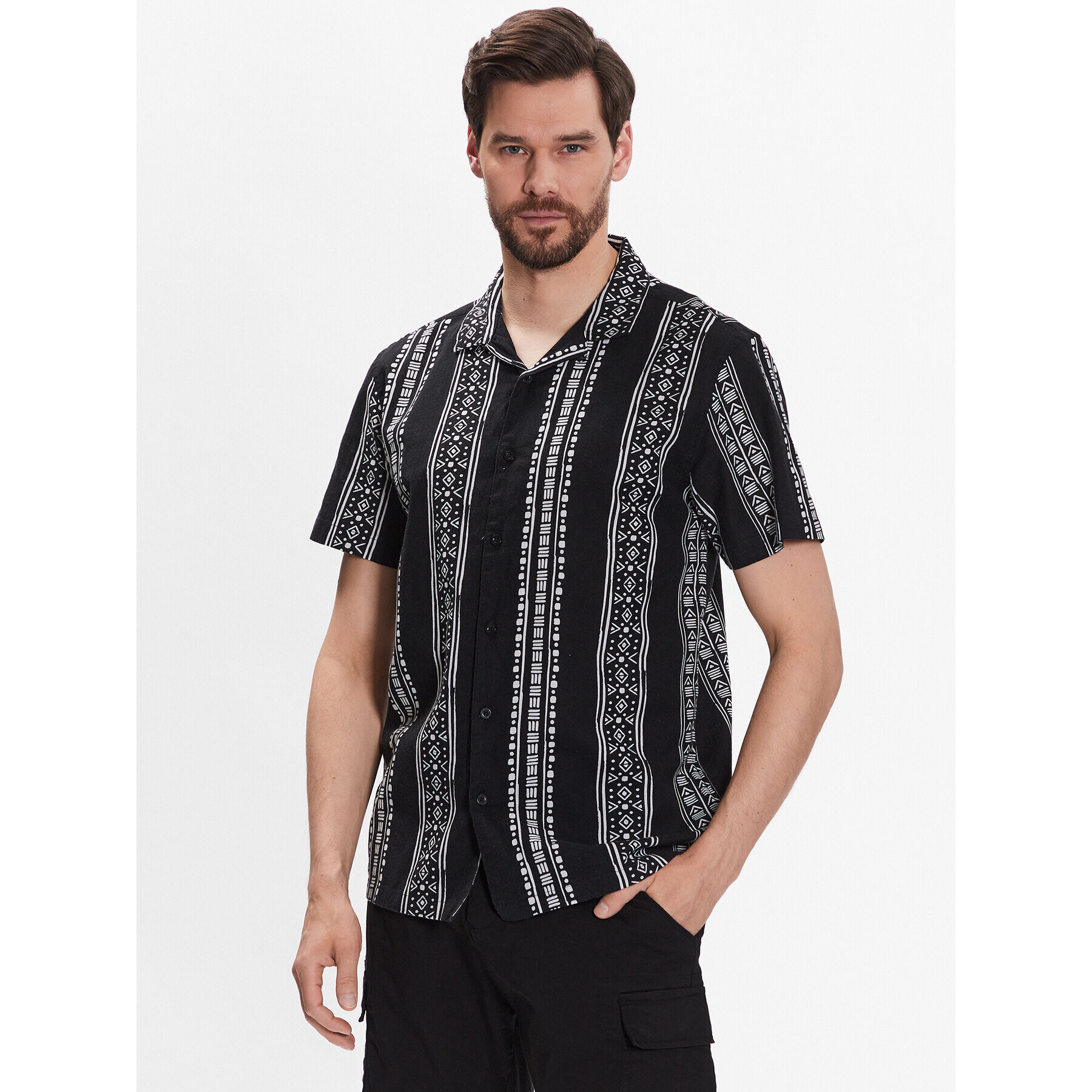 Brave Soul Cămașă MSH-48ARGYLE Negru Regular Fit - Pled.ro