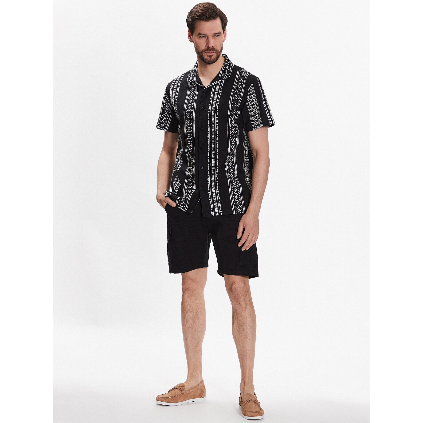 Brave Soul Cămașă MSH-48ARGYLE Negru Regular Fit - Pled.ro