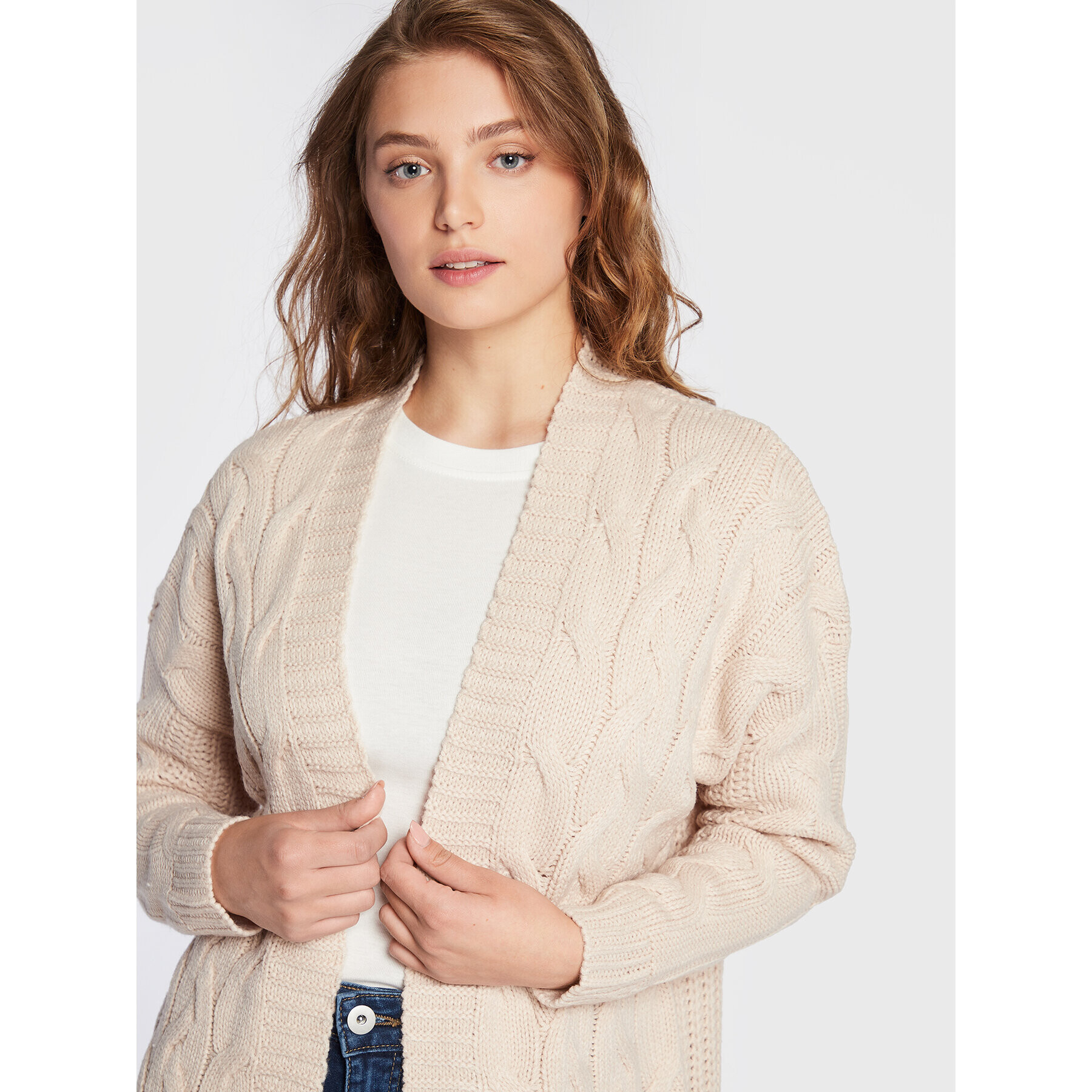 Brave Soul Cardigan LK-249ORGANICF Bej Regular Fit - Pled.ro