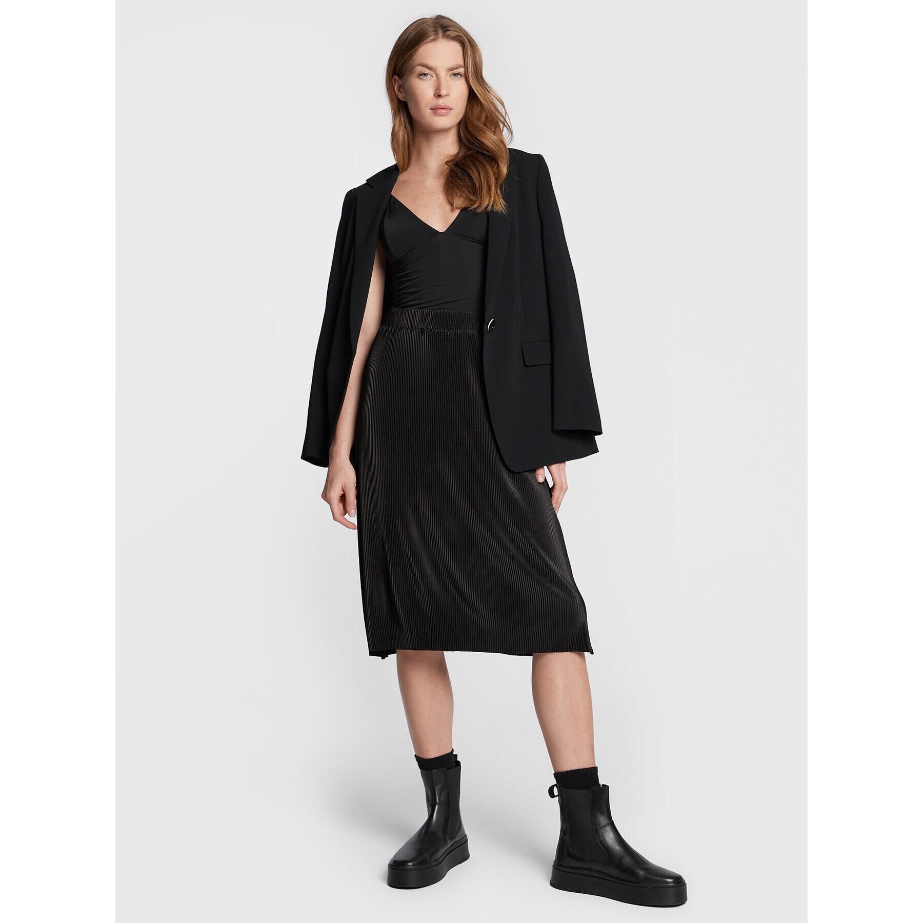 Brave Soul Fustă plisată LSKJ-225ELLE Negru Regular Fit - Pled.ro