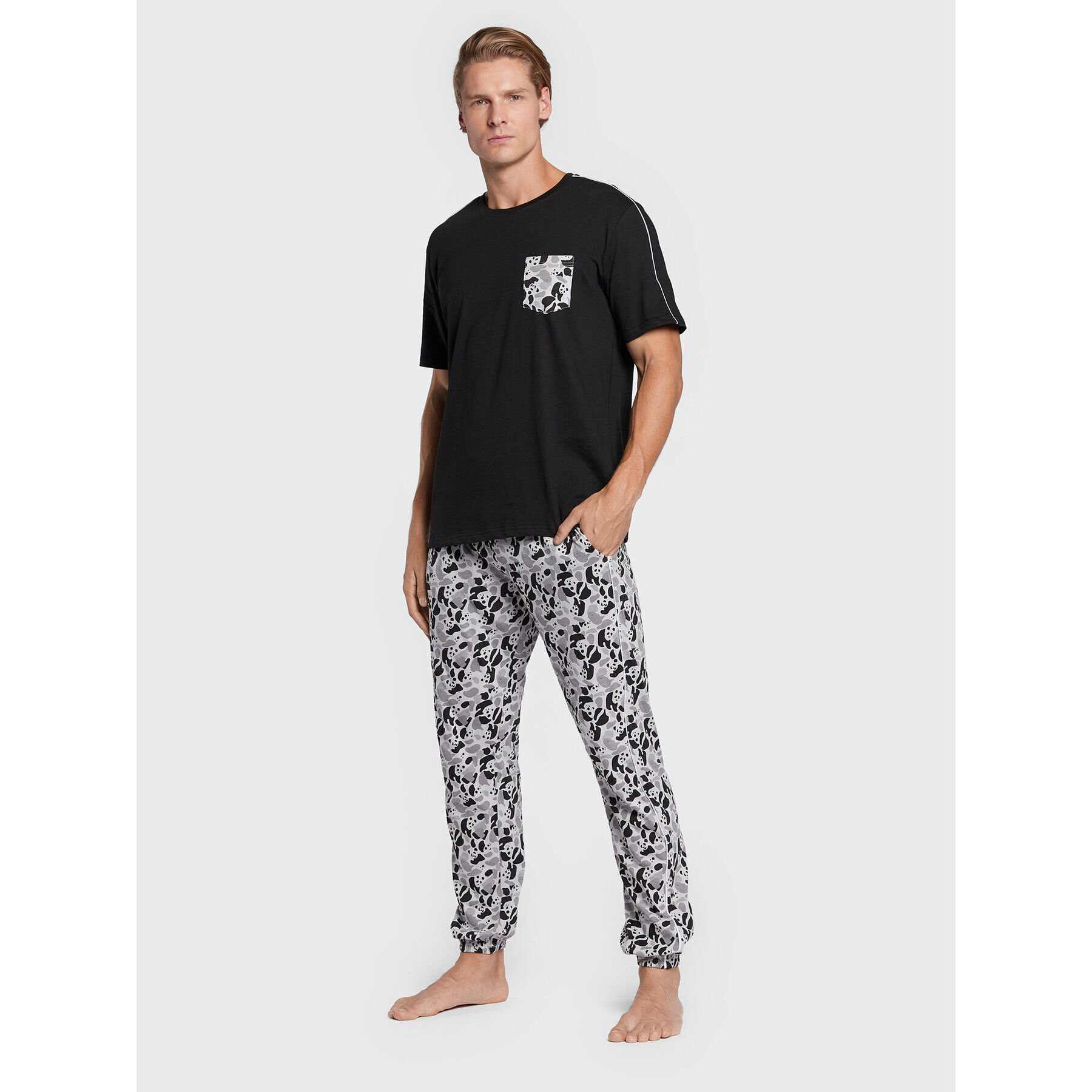 Brave Soul Pijama MLWS-149PANDA Negru Regular Fit - Pled.ro