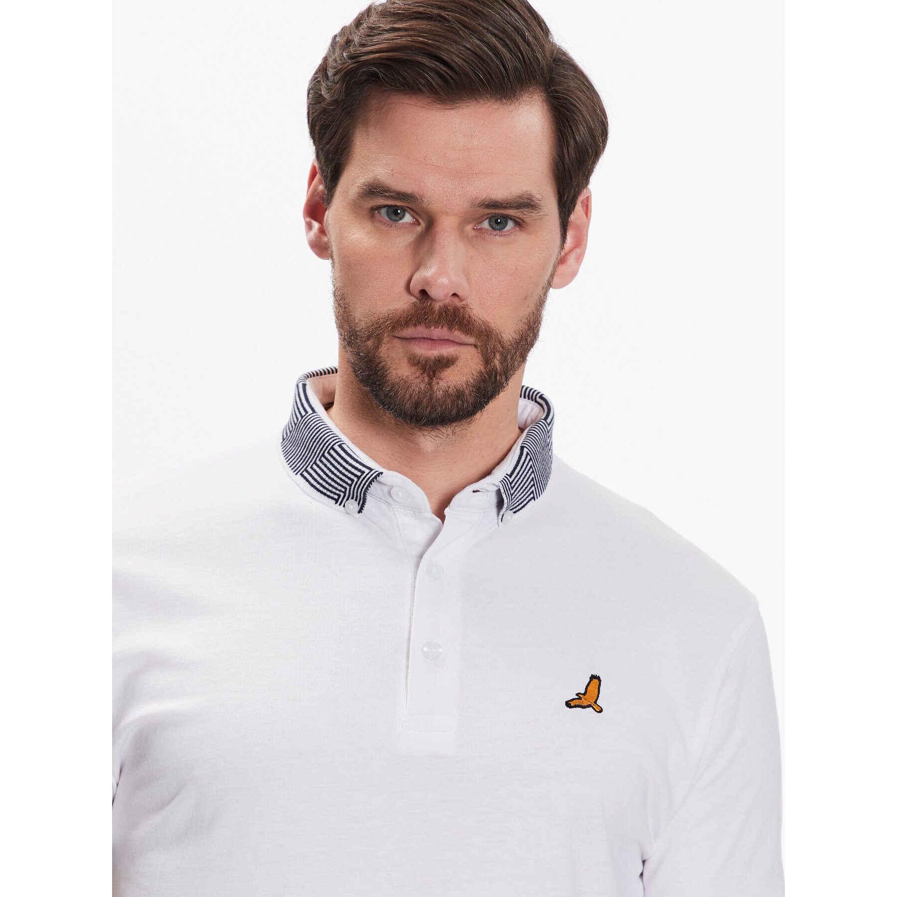 Brave Soul Tricou polo MPS-131GLOVER Alb Regular Fit - Pled.ro