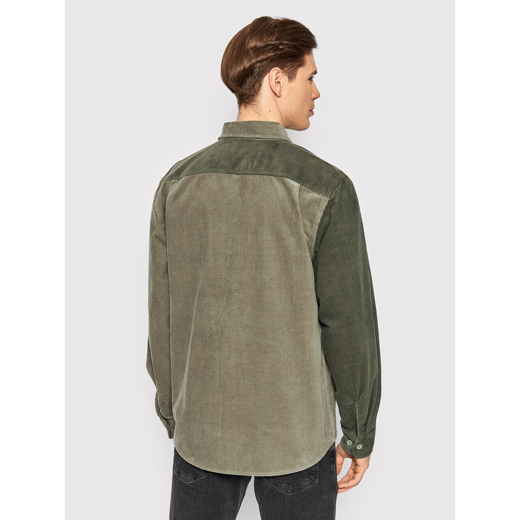 Brixton Cămașă Bowery Corduroy 01264 Verde Standard Fit - Pled.ro