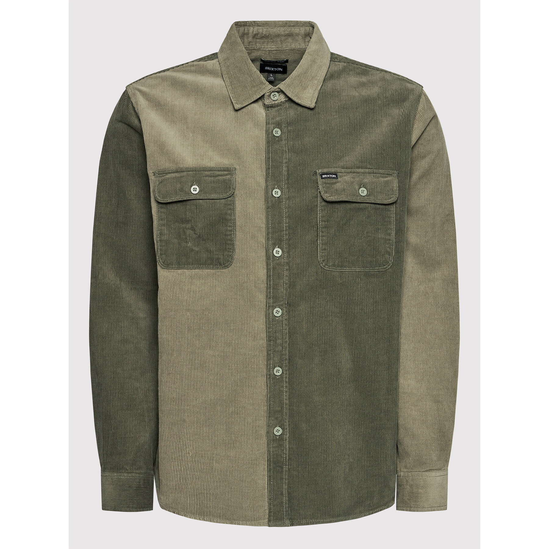 Brixton Cămașă Bowery Corduroy 01264 Verde Standard Fit - Pled.ro