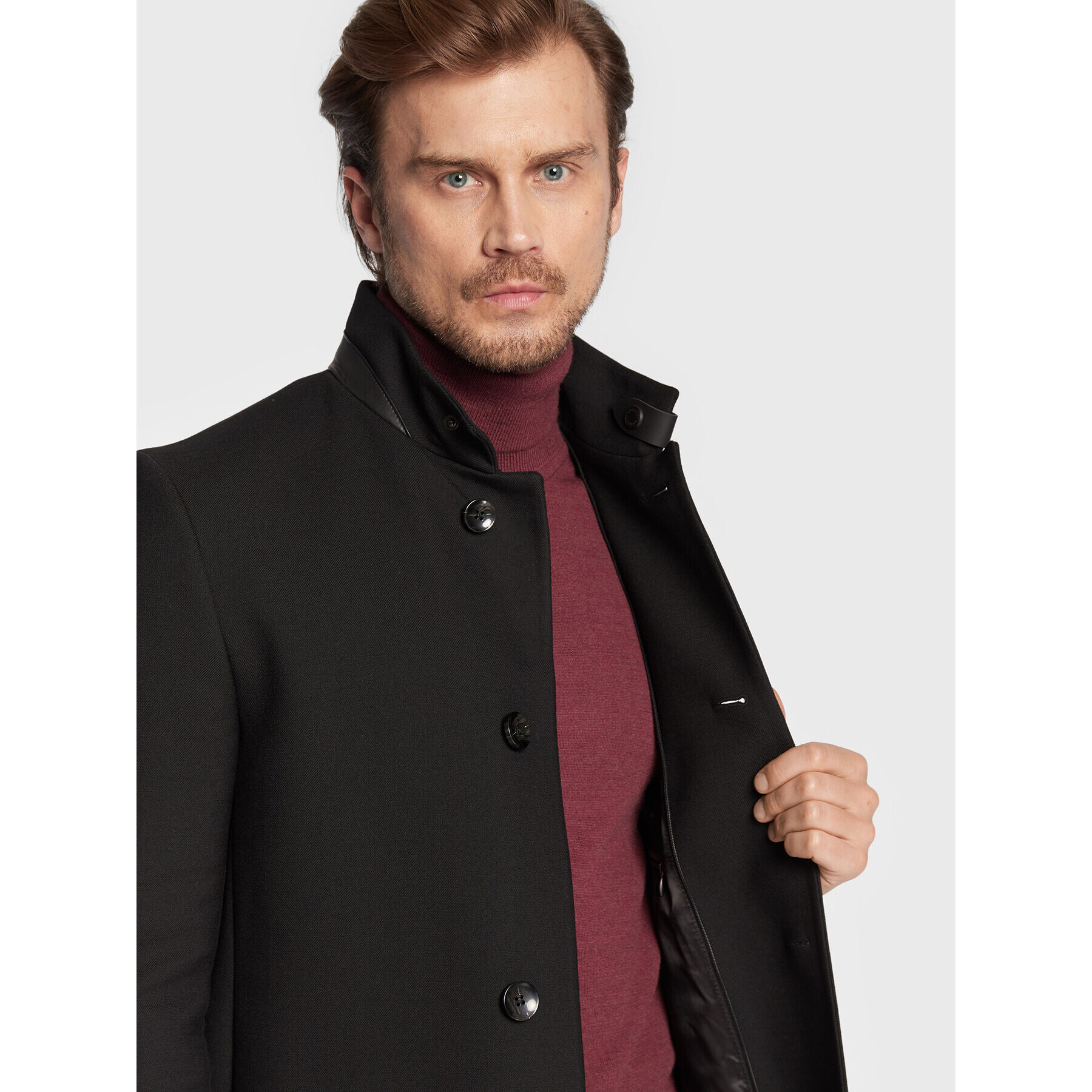 Bugatti Palton 226328 24063 Negru Slim Fit - Pled.ro