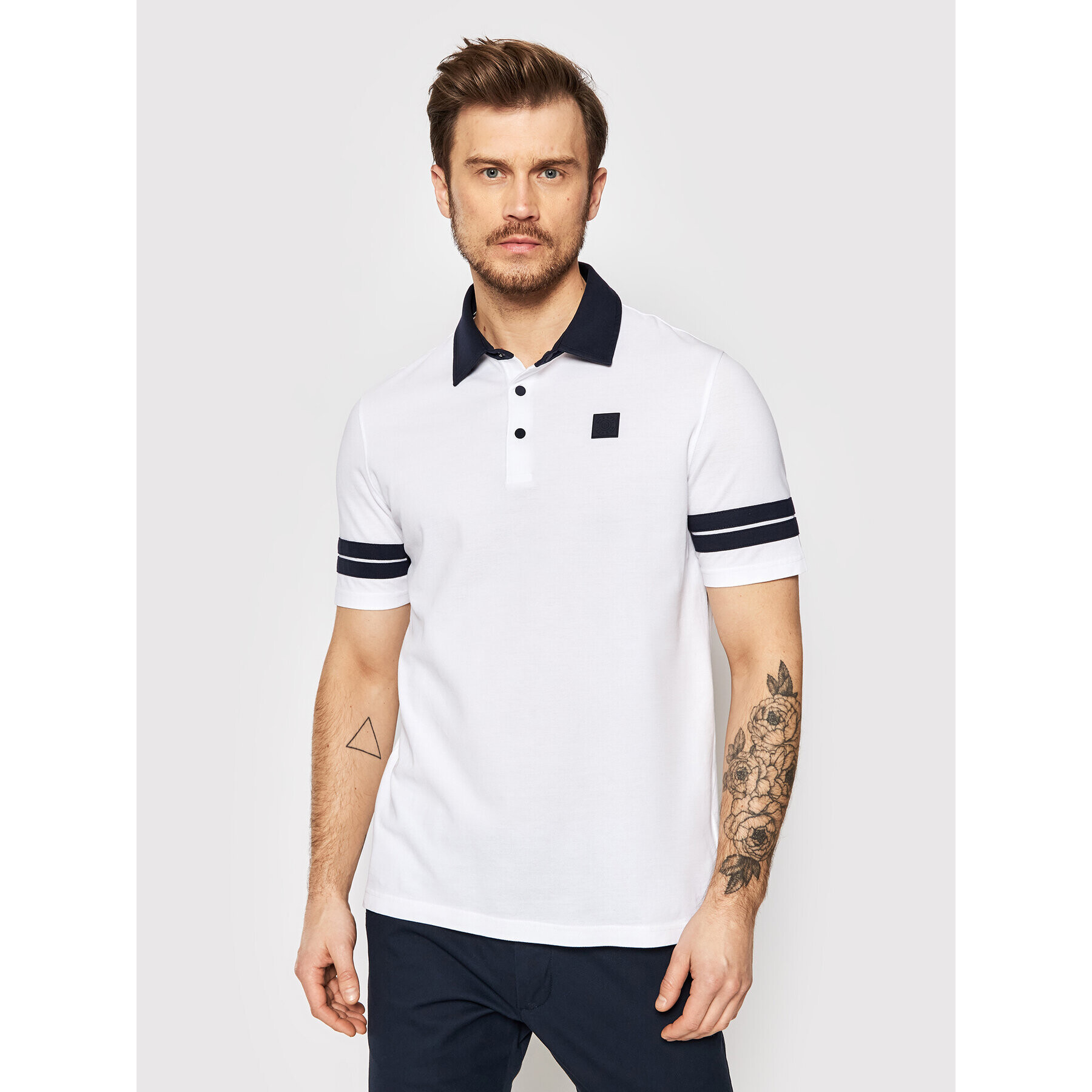 Bugatti Tricou polo 8150 15006 Alb Regular Fit - Pled.ro