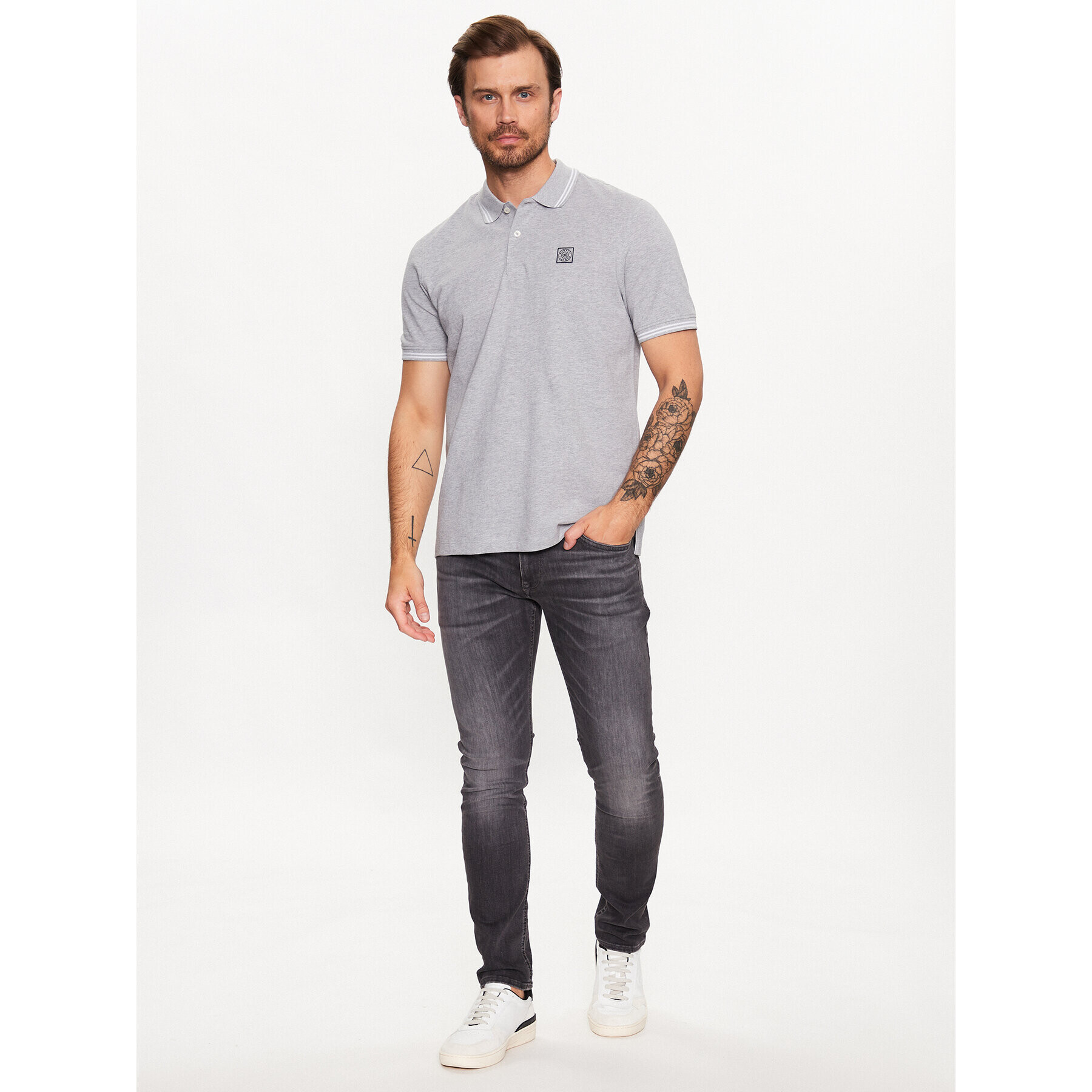 Bugatti Tricou polo 8150 35001 Gri Regular Fit - Pled.ro