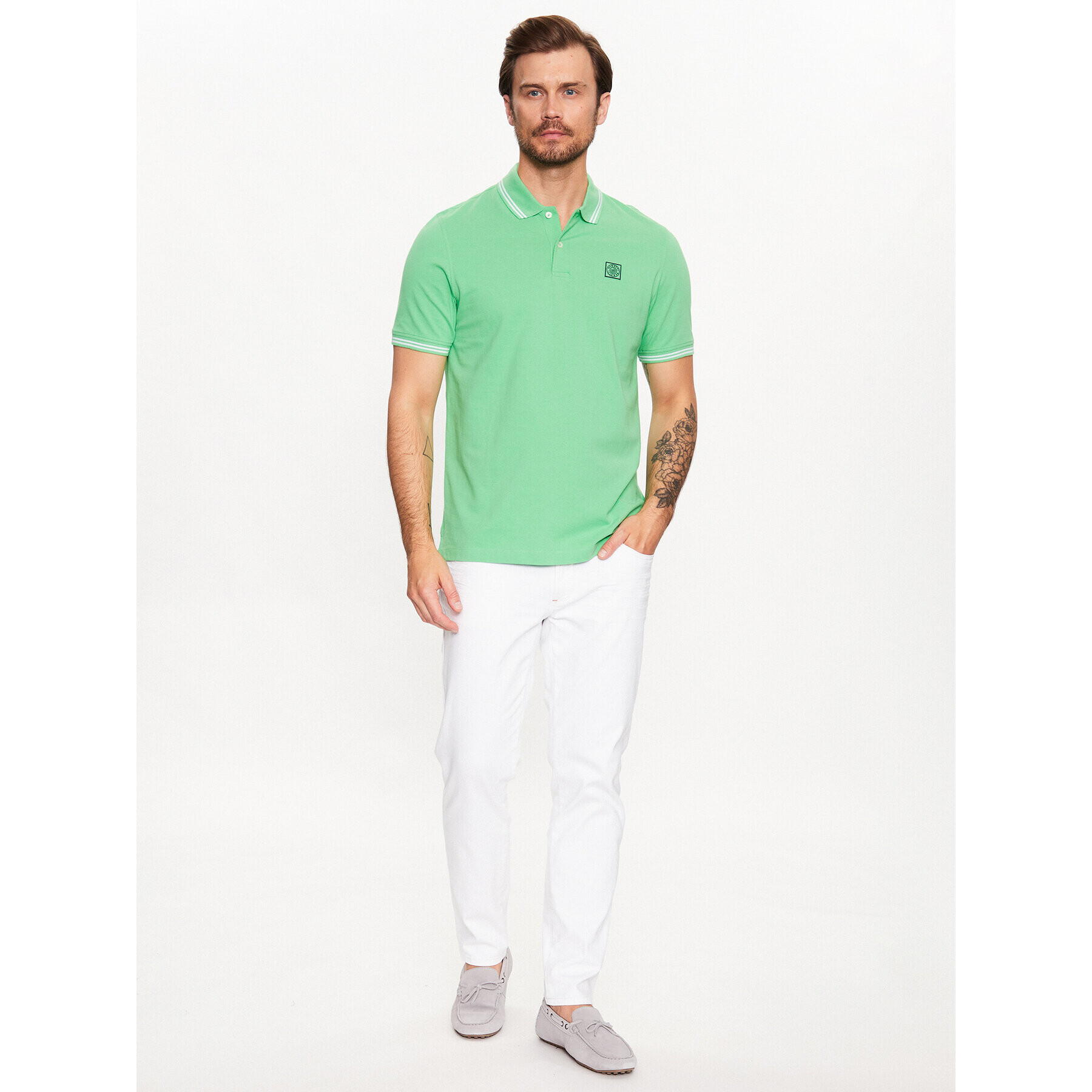 Bugatti Tricou polo 8150 35001 Verde Regular Fit - Pled.ro