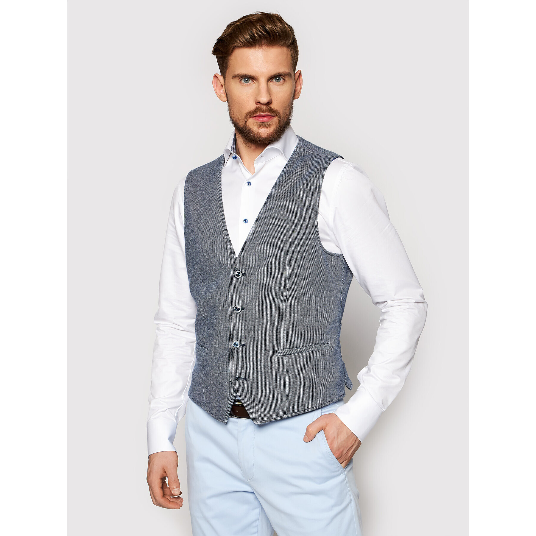 Bugatti Vestă 780933 79254 Bleumarin Slim Fit - Pled.ro