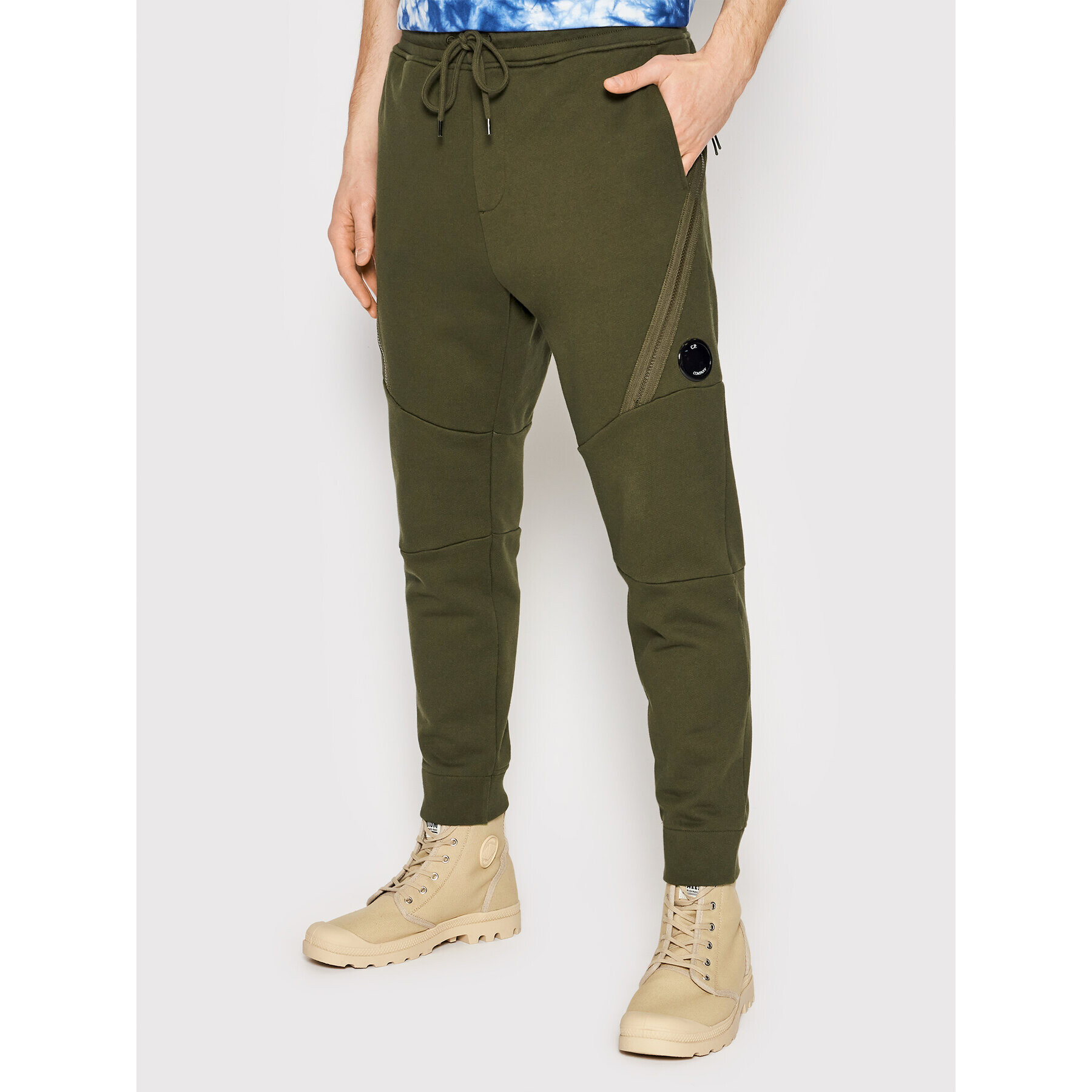 C.P. Company Pantaloni trening Diagonal Raised 12CMSP084A 005086W Verde Regular Fit - Pled.ro