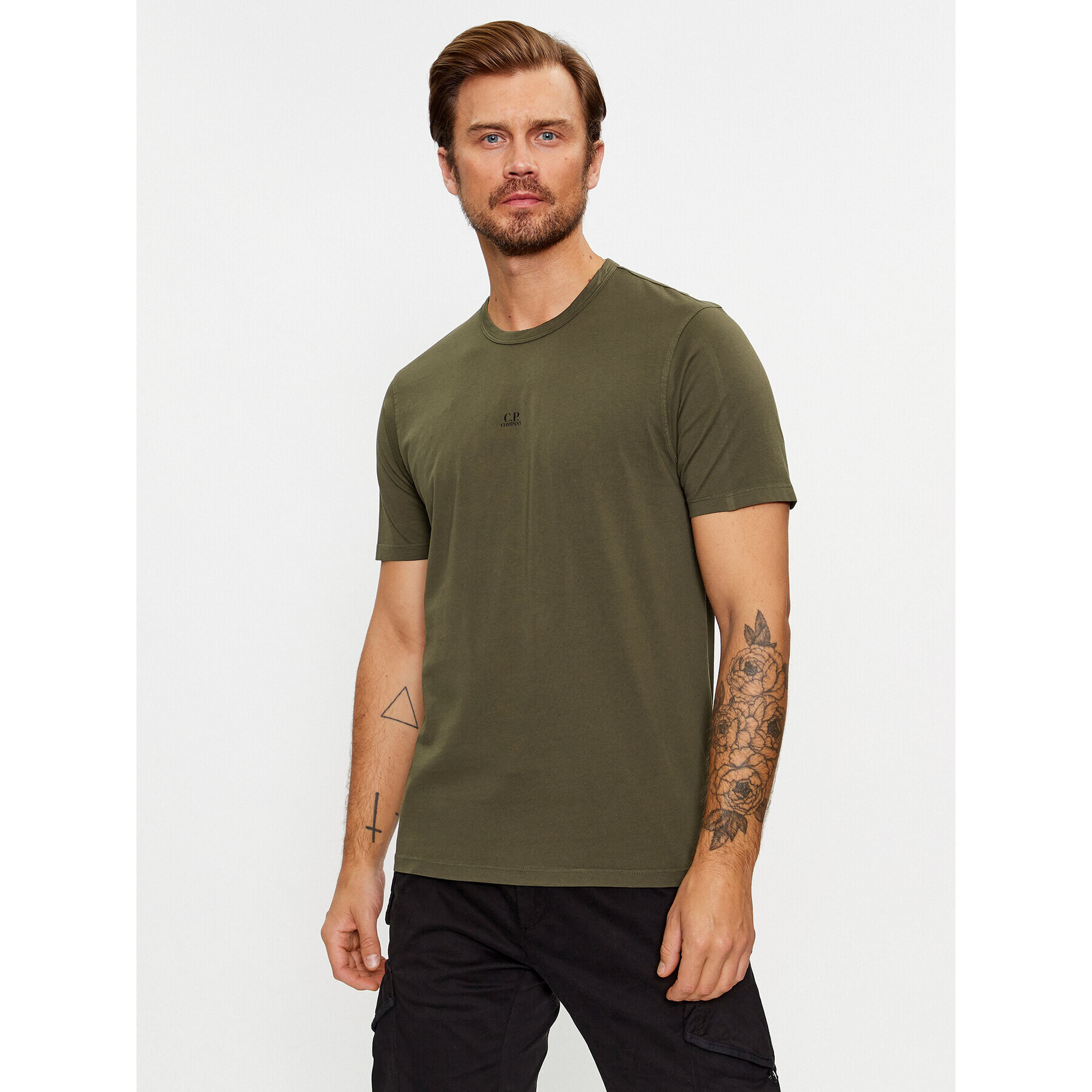 C.P. Company Tricou 15CMTS107 A005431G Verde Regular Fit - Pled.ro