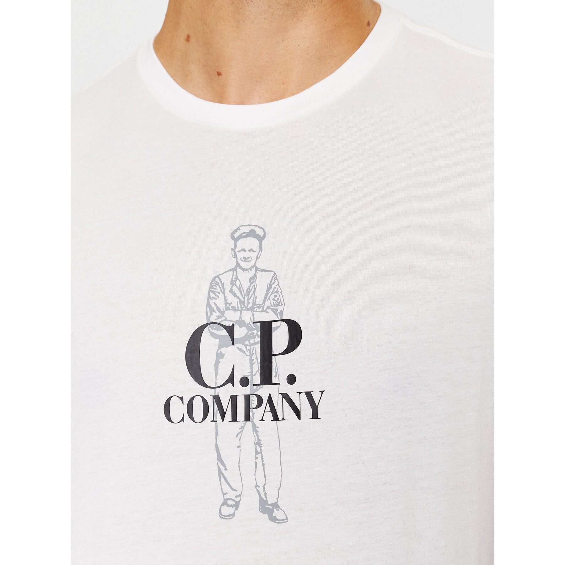 C.P. Company Tricou 15CMTS140A 005100W Alb Regular Fit - Pled.ro